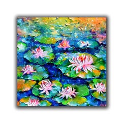 Pink and White Water Lilies on the Pond