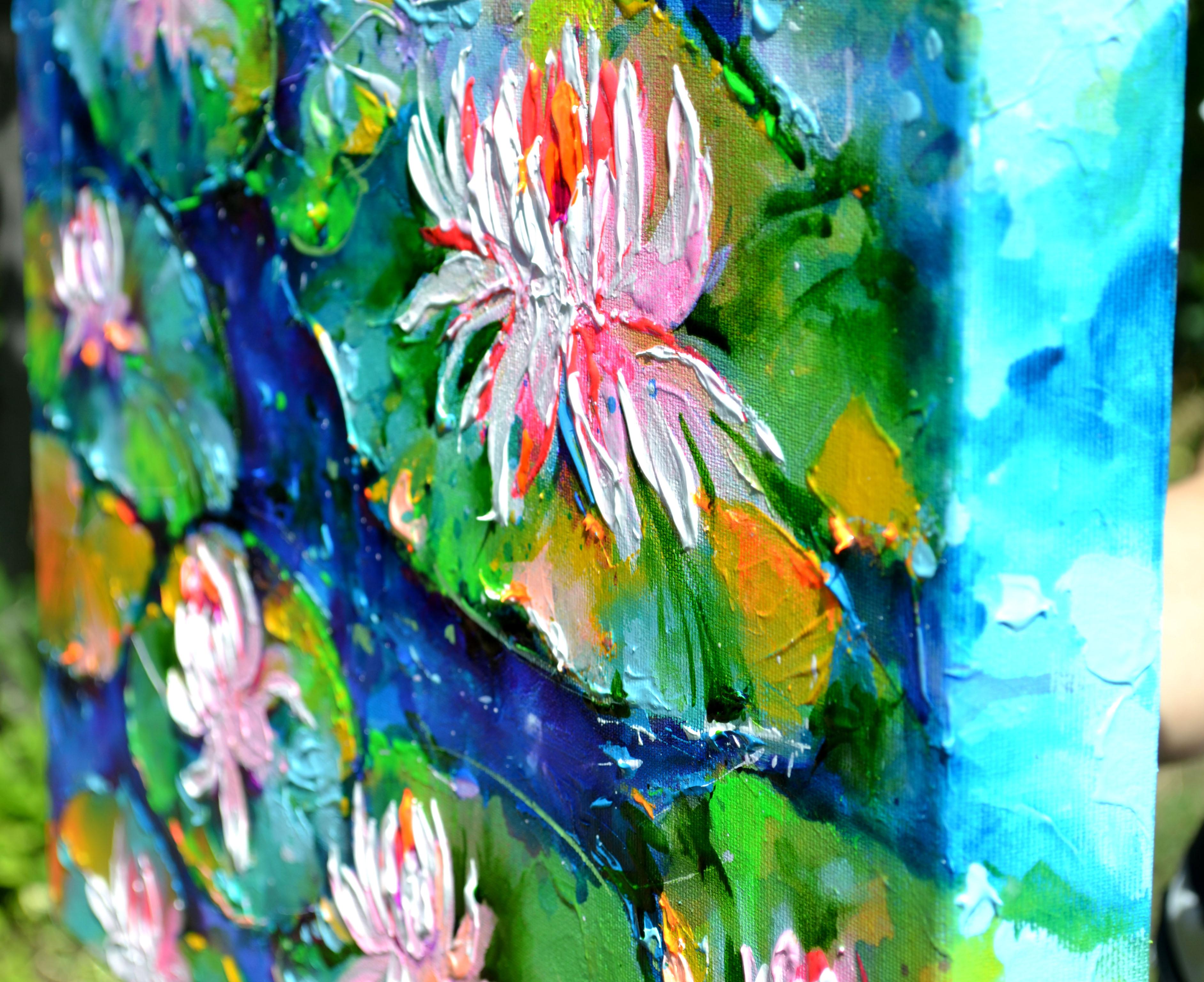 Pink and White Water Lilies on the Pond For Sale 3