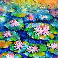 Pink and White Water Lilies on the Pond