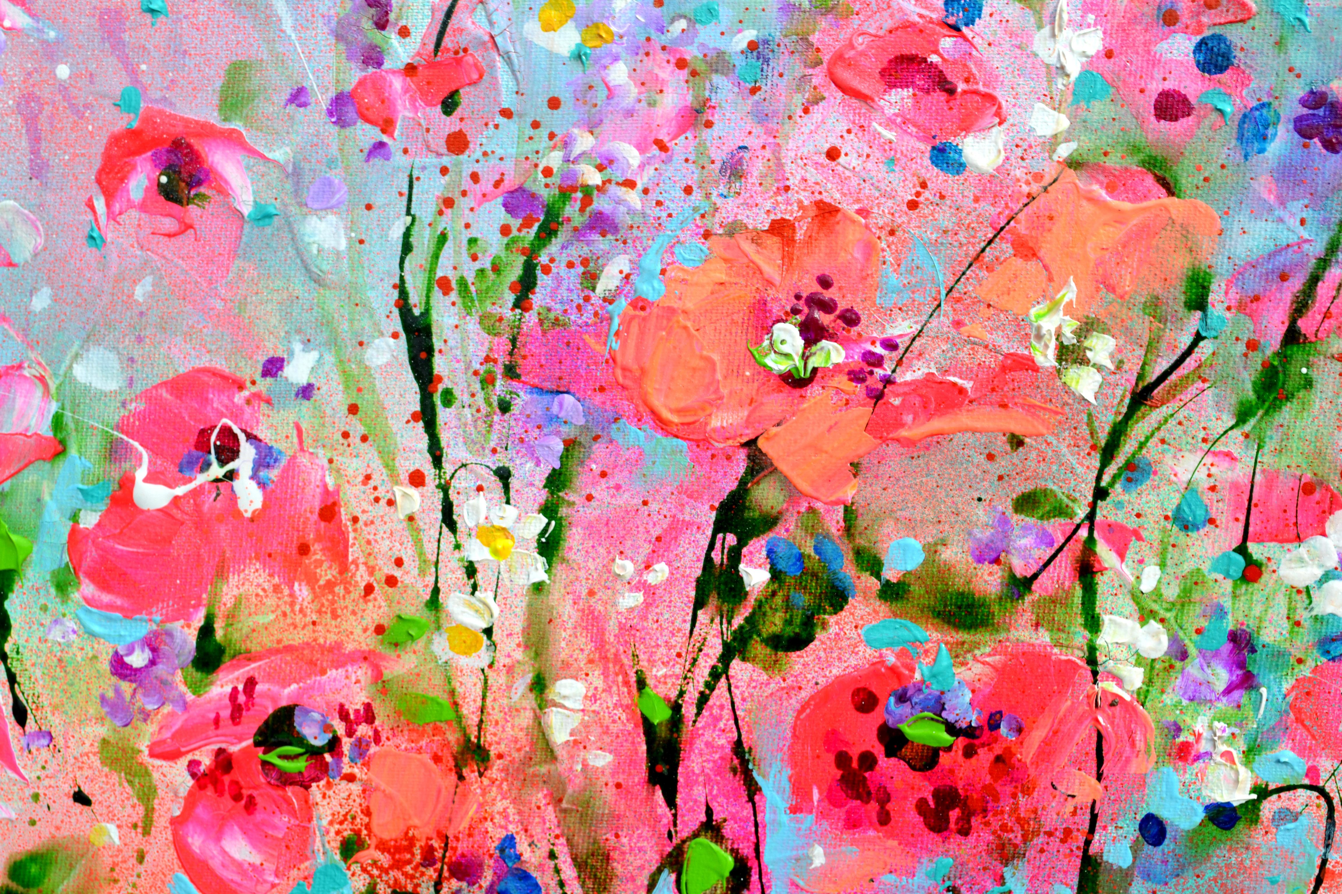 Poppy Field - Large Red Poppies Floral Painting For Sale 4
