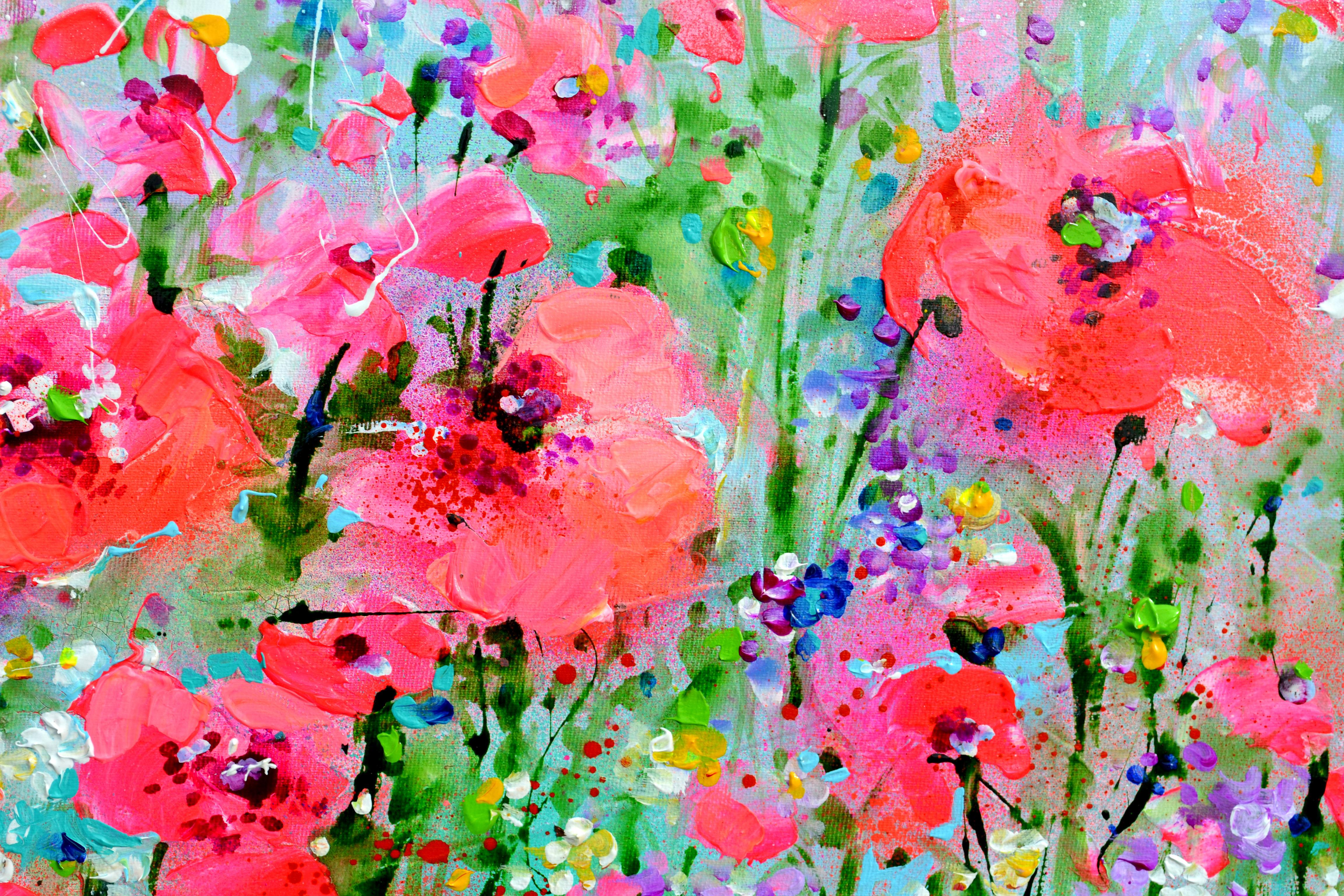 Poppy Field - Large Red Poppies Floral Painting For Sale 5