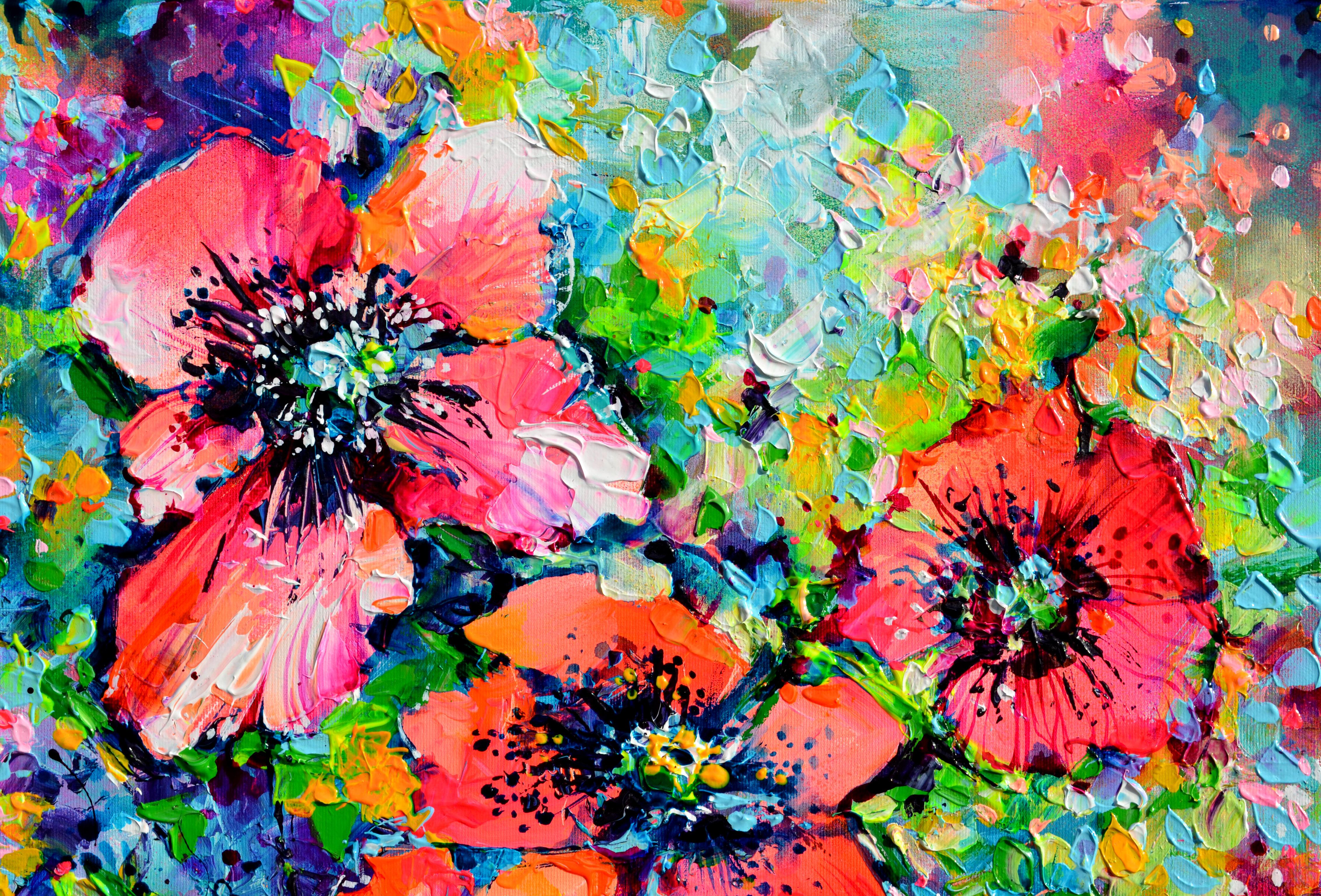 Campo de amapolas rojas - Painting Impresionista de Soos Roxana Gabriela