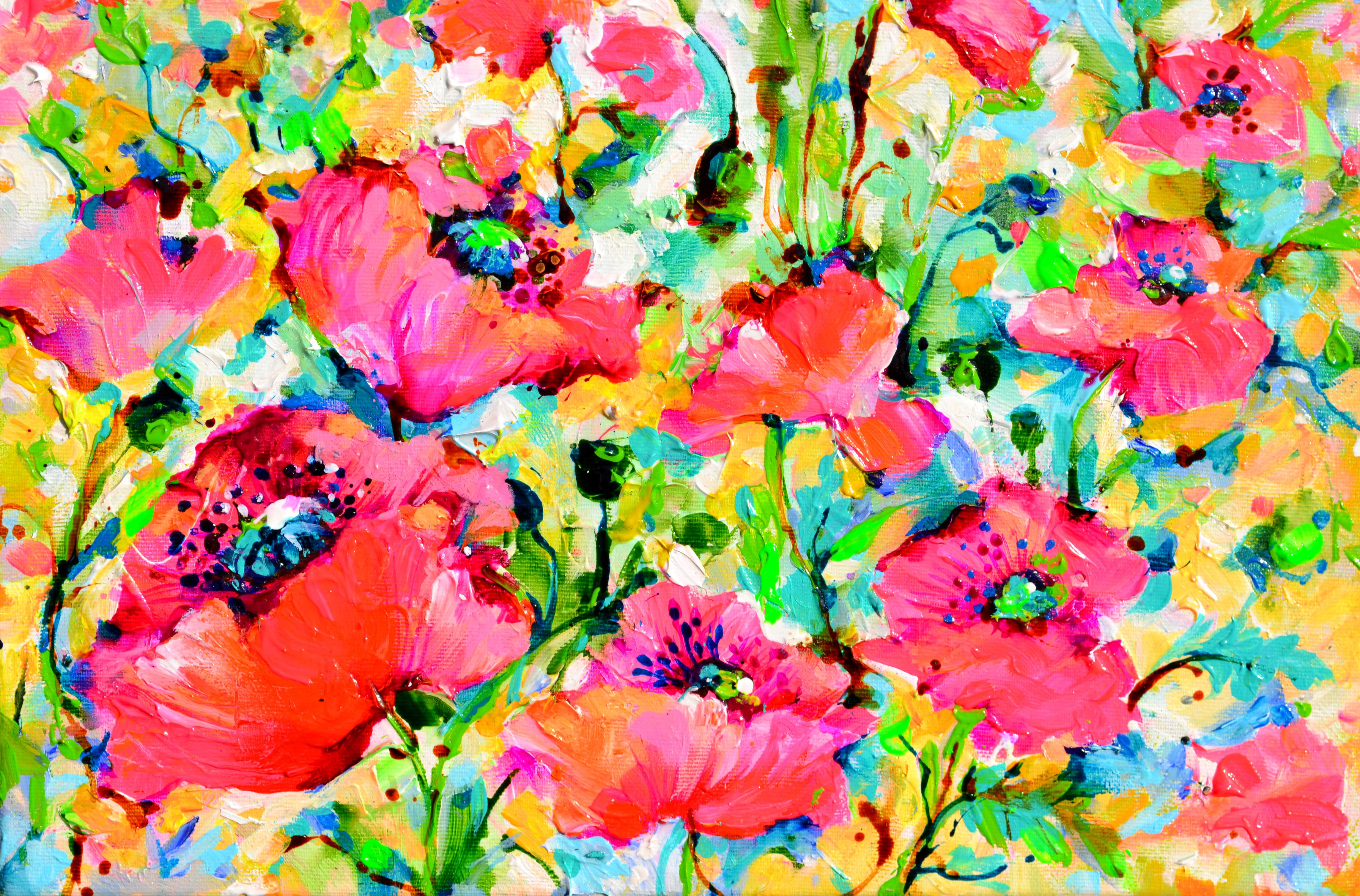 Roter Schlafmohn - Mohnblumenfeld (Impressionismus), Painting, von Soos Roxana Gabriela