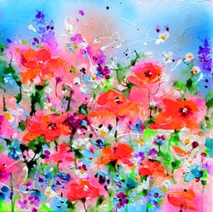 Red Poppies Field, Painting, Acrylic on Canvas