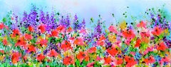 Red Poppy - Red Poppies and Delphinium Wild Field
