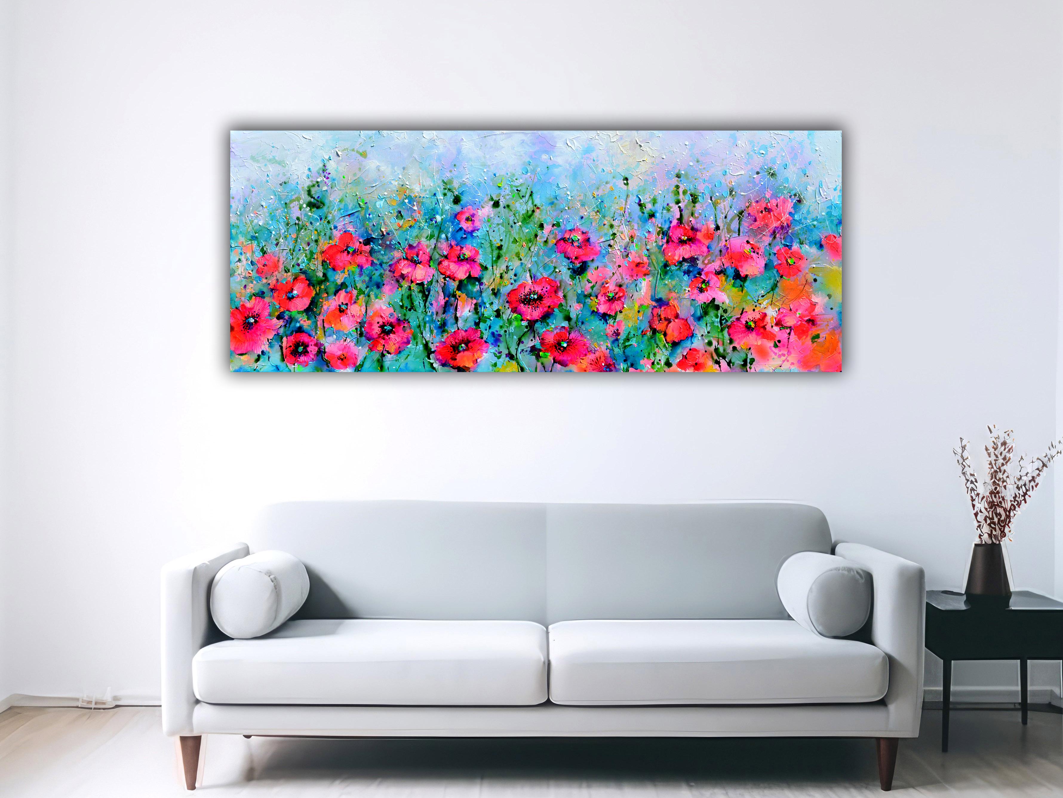 Coquelicot rouge - Champ de coquelicots rouges et de fleurs sauvages - Painting de Soos Roxana Gabriela