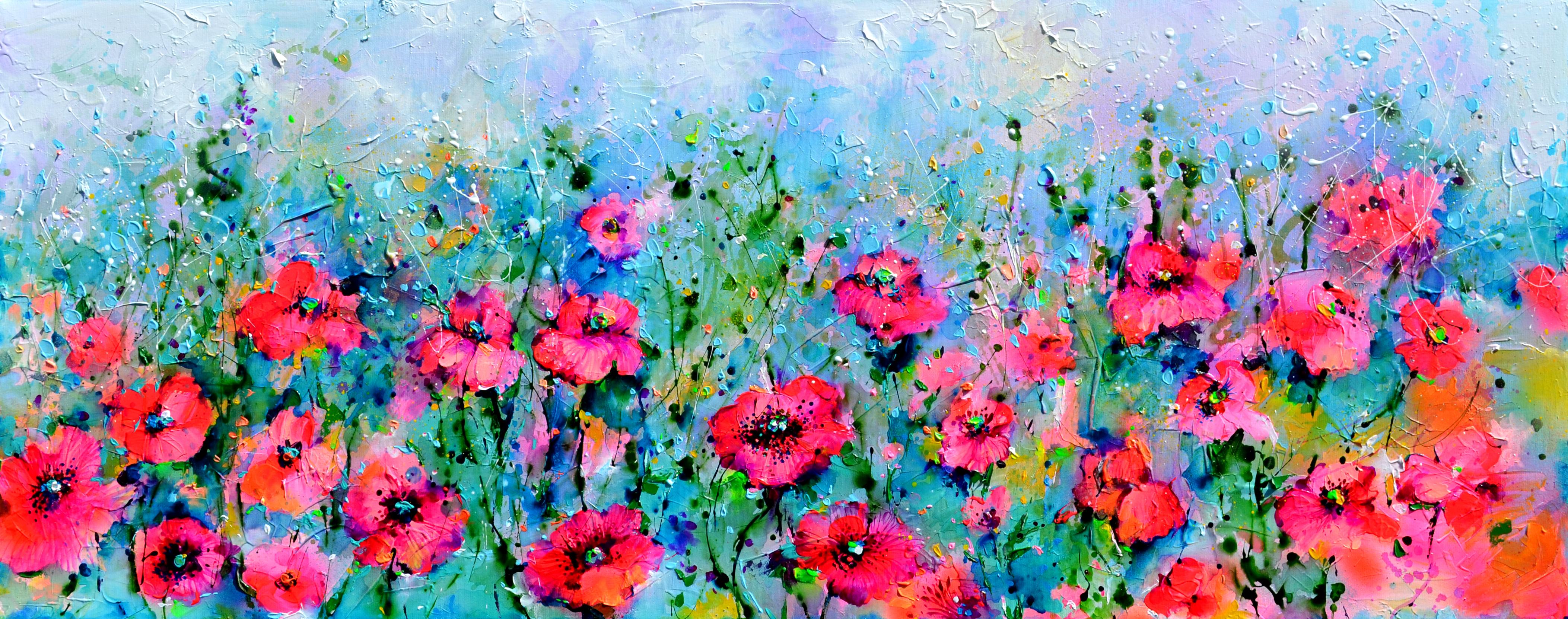 Landscape Painting Soos Roxana Gabriela - Coquelicot rouge - Champ de coquelicots rouges et de fleurs sauvages