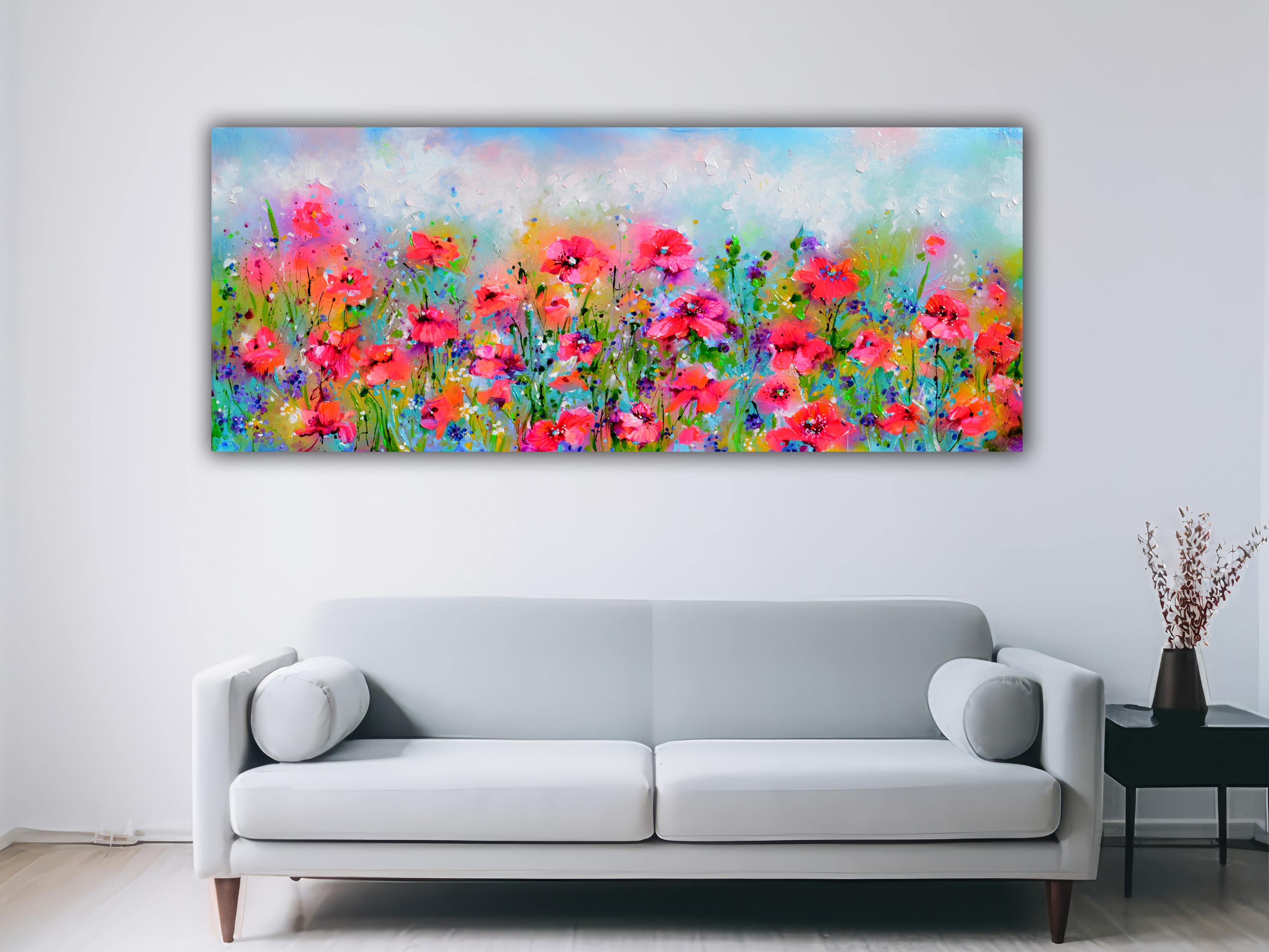 Amapola roja - Campo de amapolas rojas - Painting de Soos Roxana Gabriela