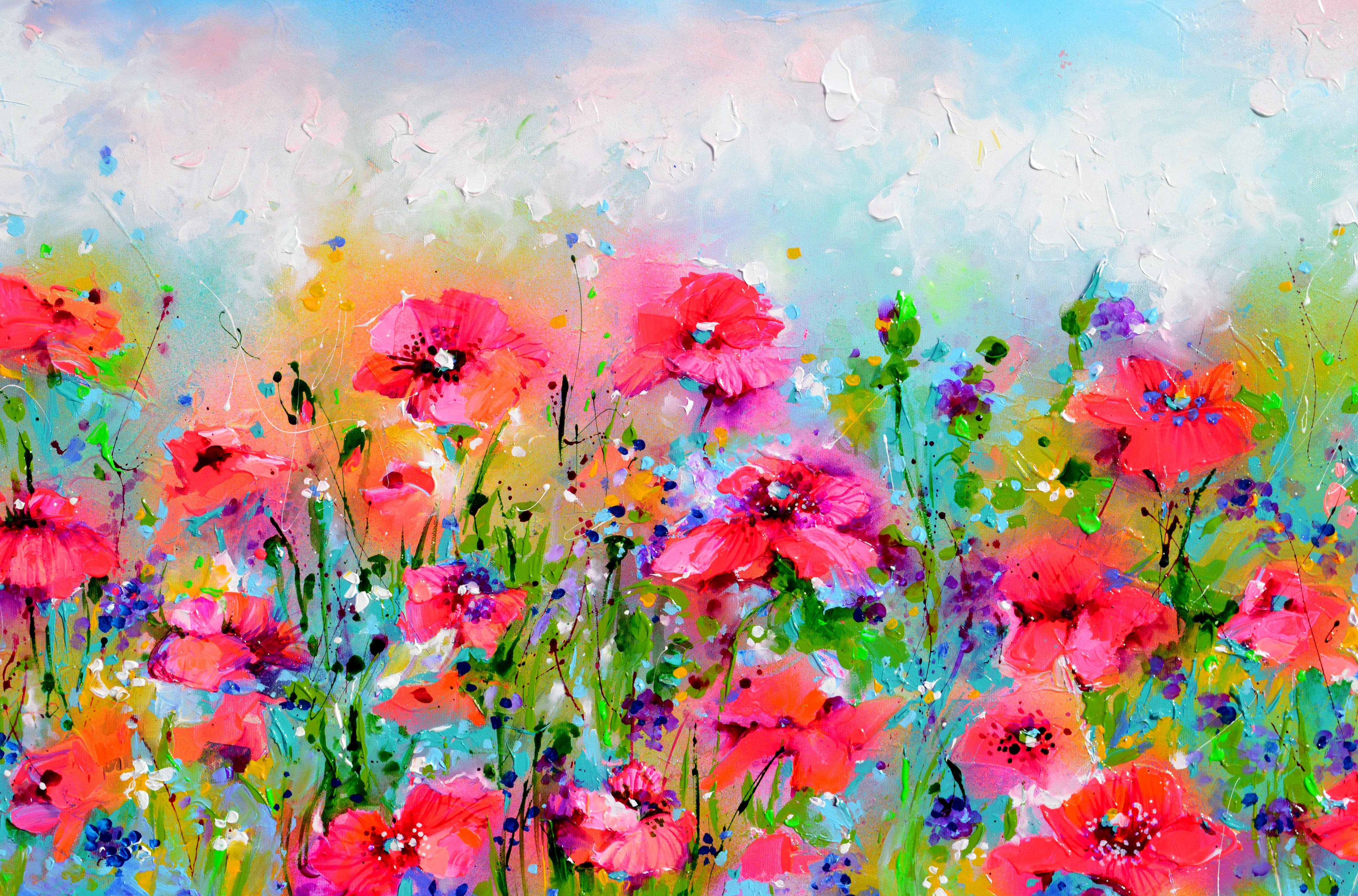 Amapola roja - Campo de amapolas rojas - Painting Impresionista de Soos Roxana Gabriela