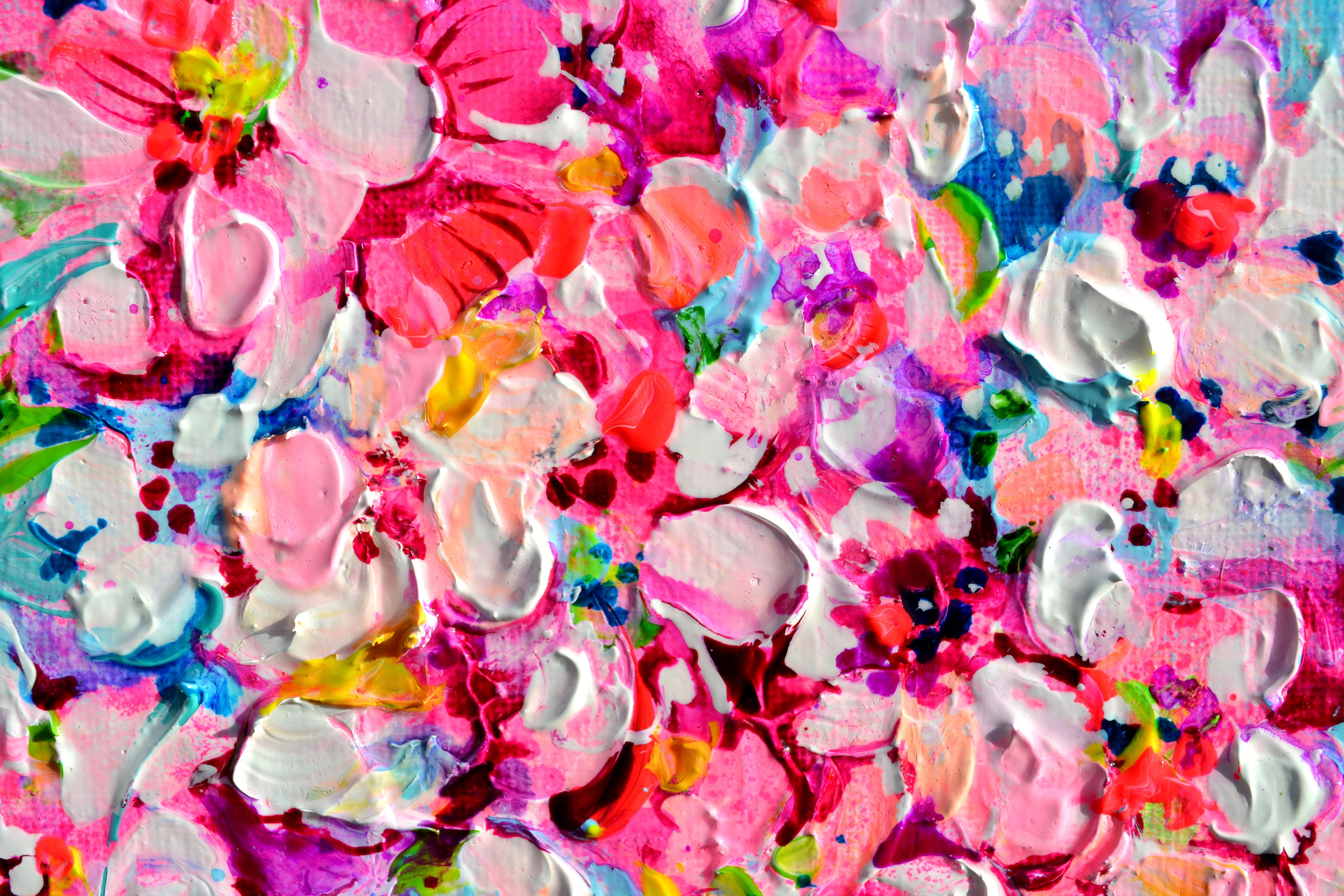 LIVRAISON GRATUITE DANS LE MONDE ENTIER !
Prêt à être accroché avec les bords peints.
Un magnifique petit tableau floral moderne, Sakura - Cherry Tree Blossom, 100% fait à la main, réalisé avec des acryliques vernis professionnels et des sprays