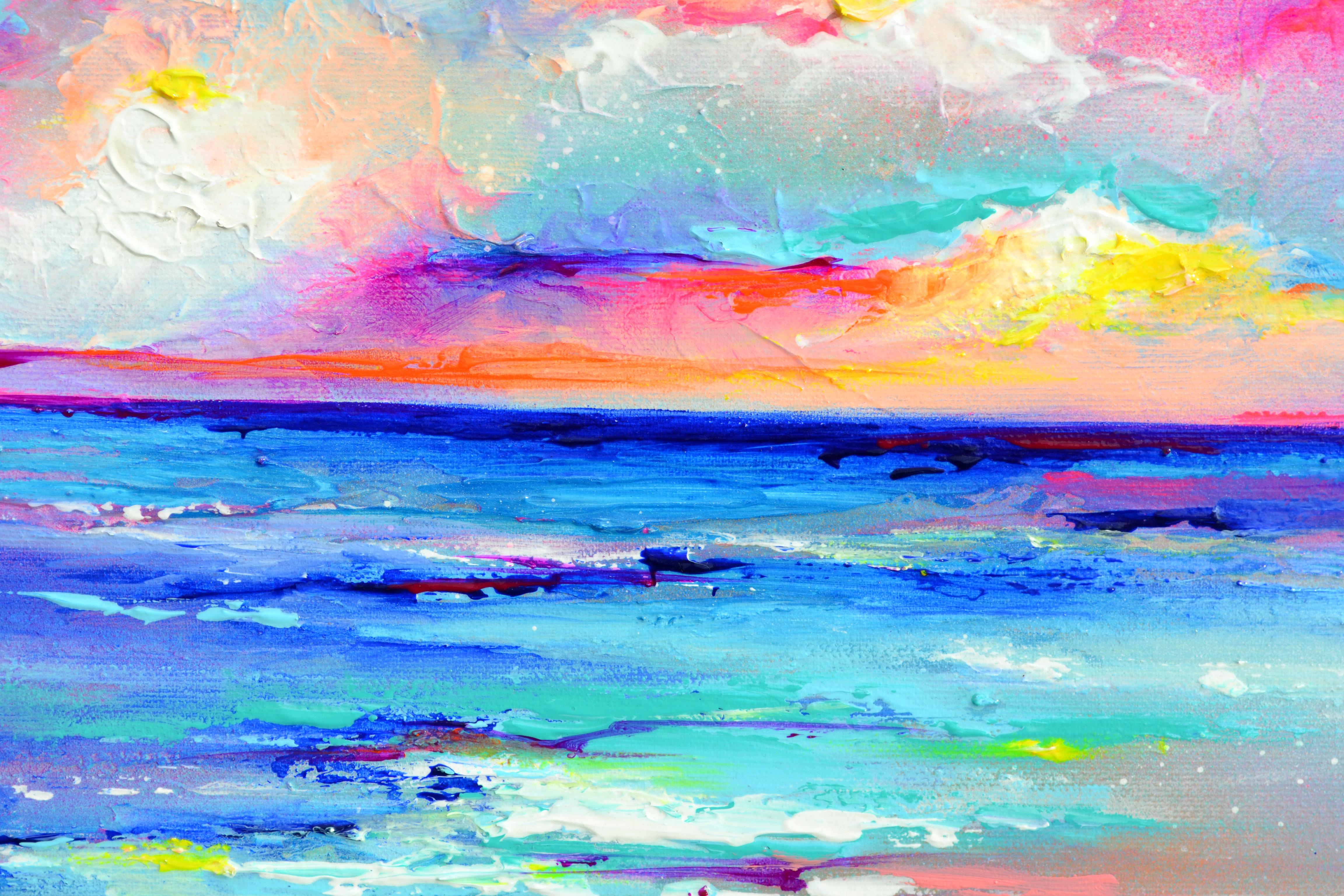 Paesaggio marino - Nuovo orizzonte 183 Tramonto colorato - Painting Impressionismo di Soos Roxana Gabriela