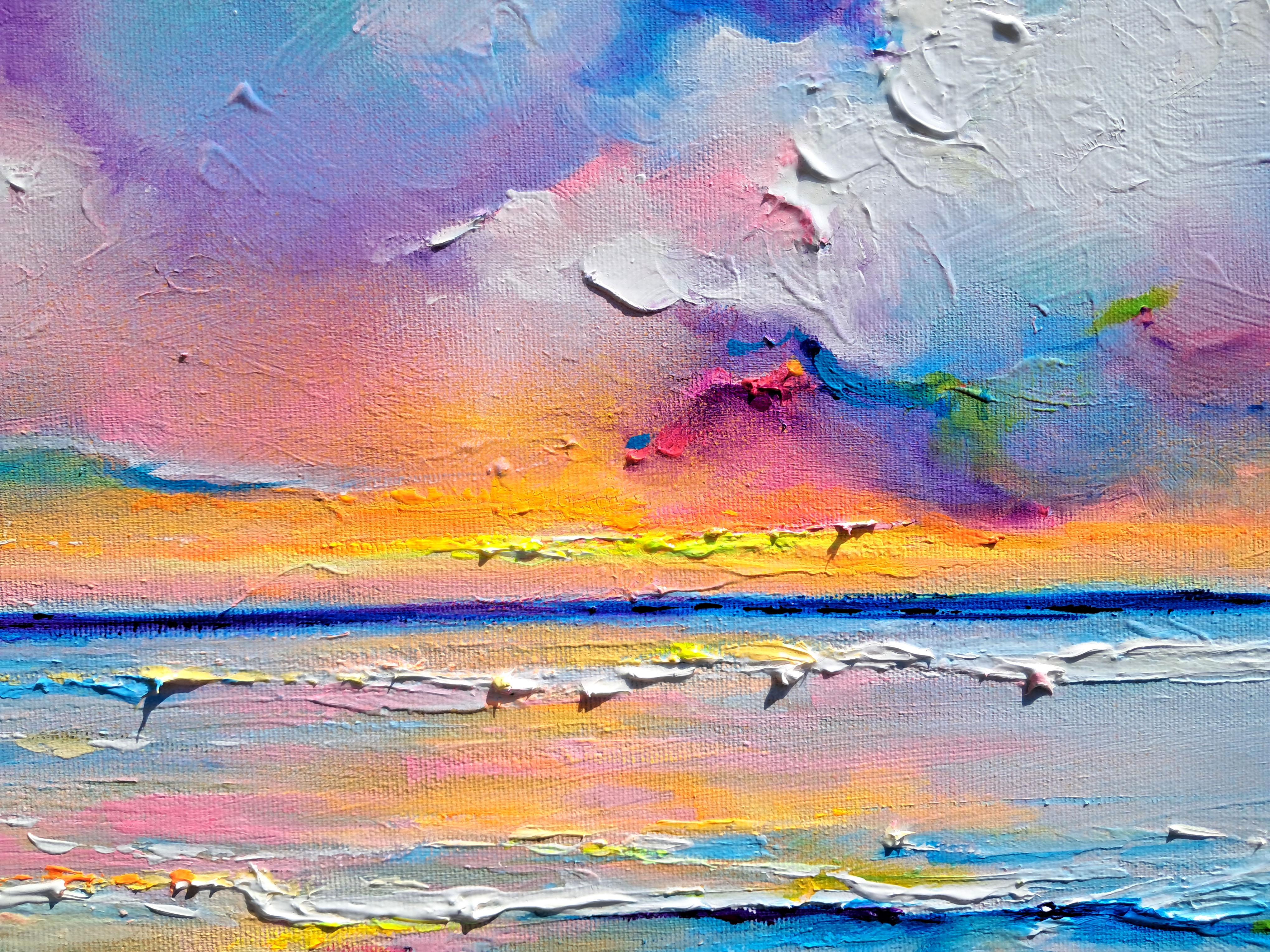Meereslandschaft - New Horizon 187, farbenfroher Sonnenuntergang im Angebot 2