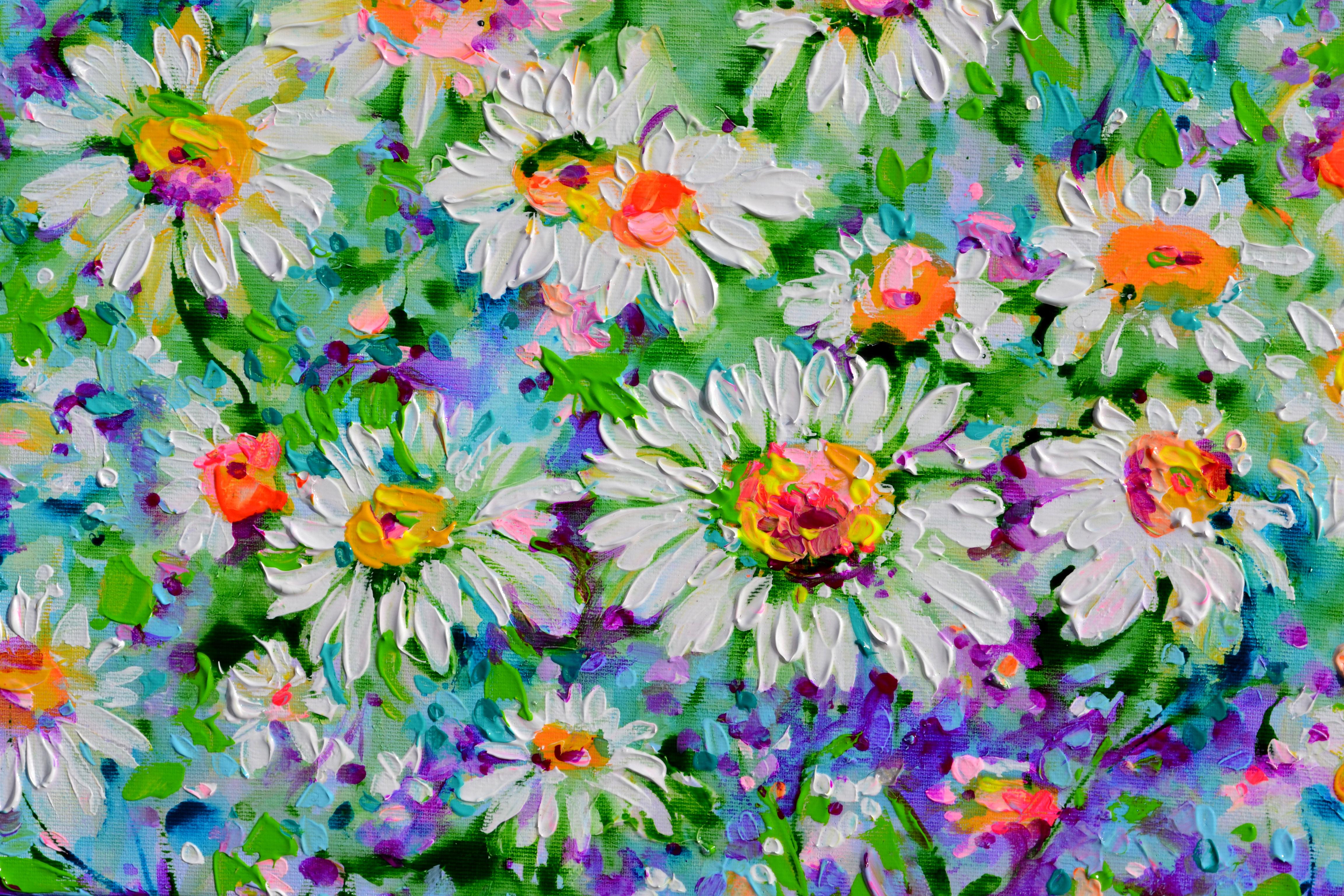 Margaritas Blancas, Campo de Margaritas - Painting Impresionista de Soos Roxana Gabriela