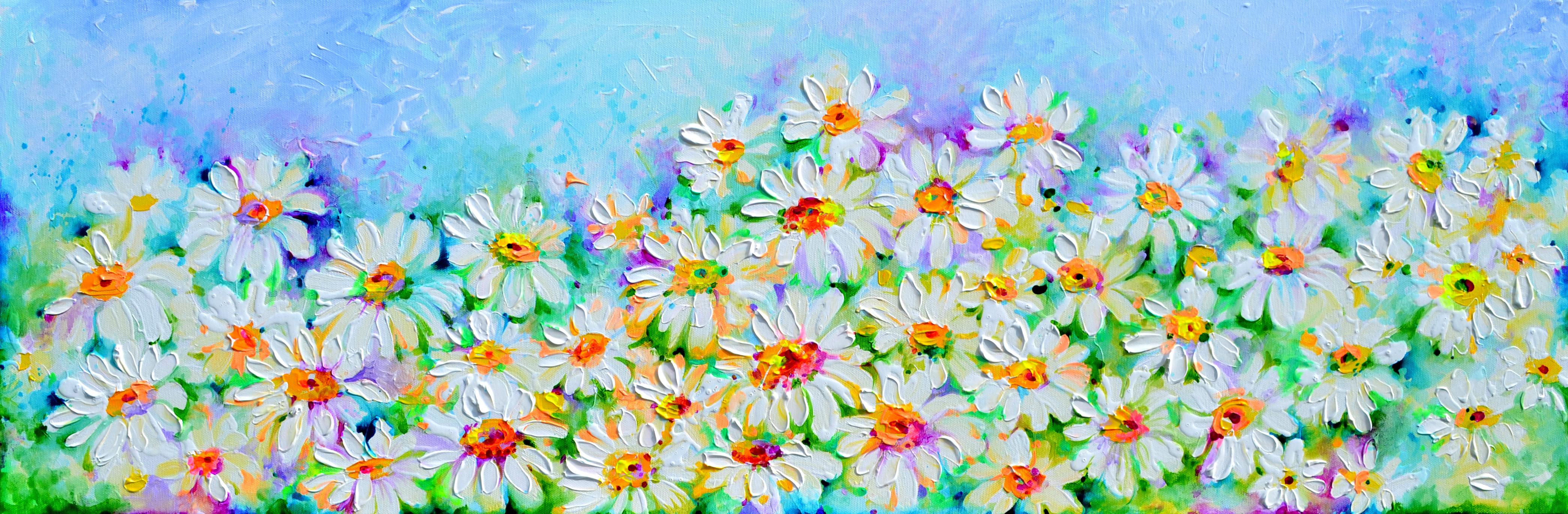 Landscape Painting di Soos Roxana Gabriela - Campo di margherite Whiting