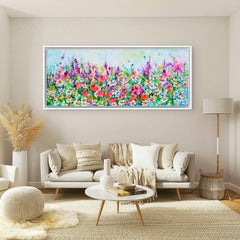 Wild Flowers Hay Meadow - Poppy and Daisy - Large Impressionistic Floral Art