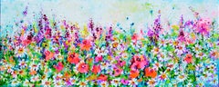 Wild Flowers Hay Meadow - Poppy and Daisy - Large Impressionistic Floral Art