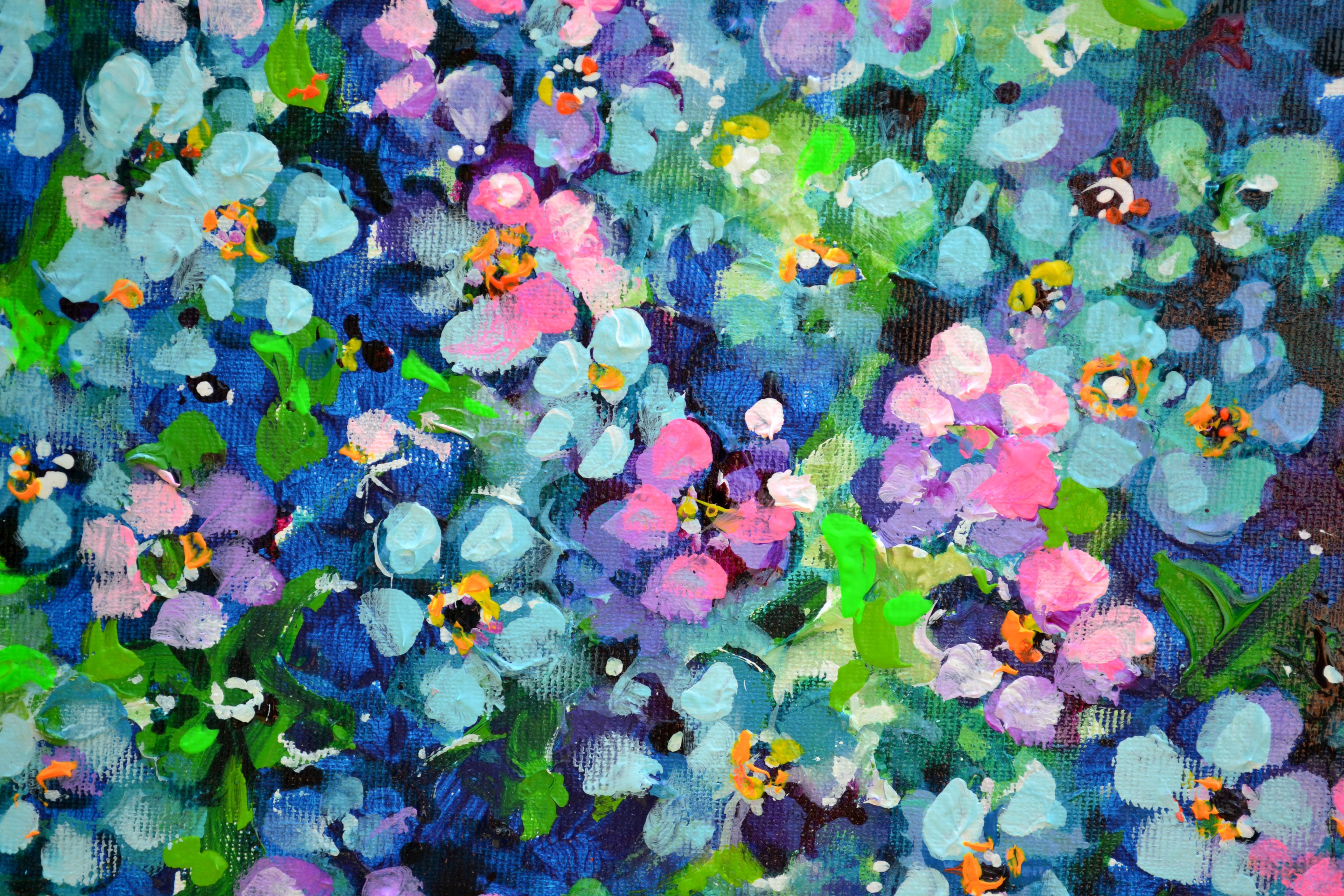 Wildes Vergissmeinnicht-Blumenfeld (Impressionismus), Painting, von Soos Roxana Gabriela