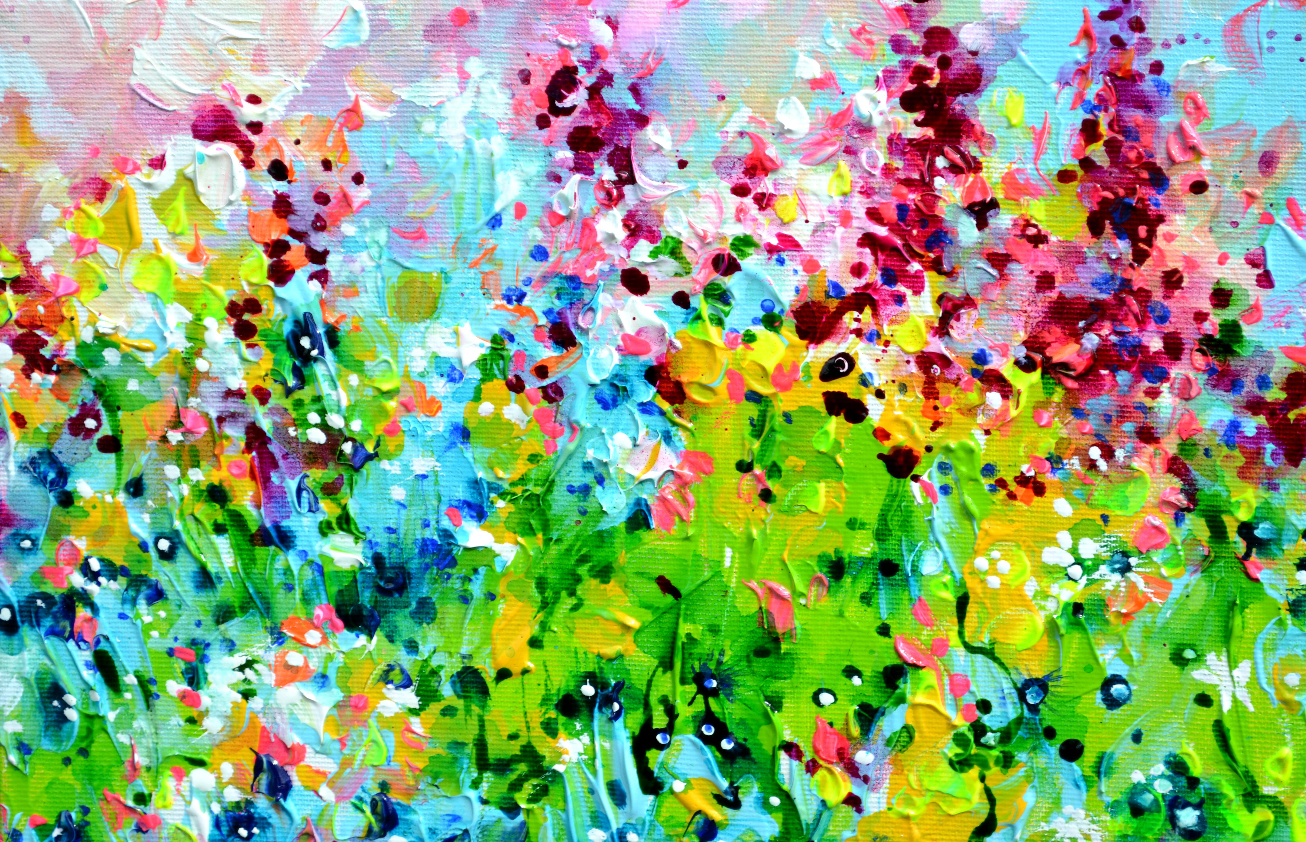Campo de flores silvestres de verano - Interior Painting Verde de Soos Roxana Gabriela