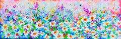 Waldlichtung mit Gänseblümchen und Wildblumen – Großformatiges impressionistisches Blumenbild