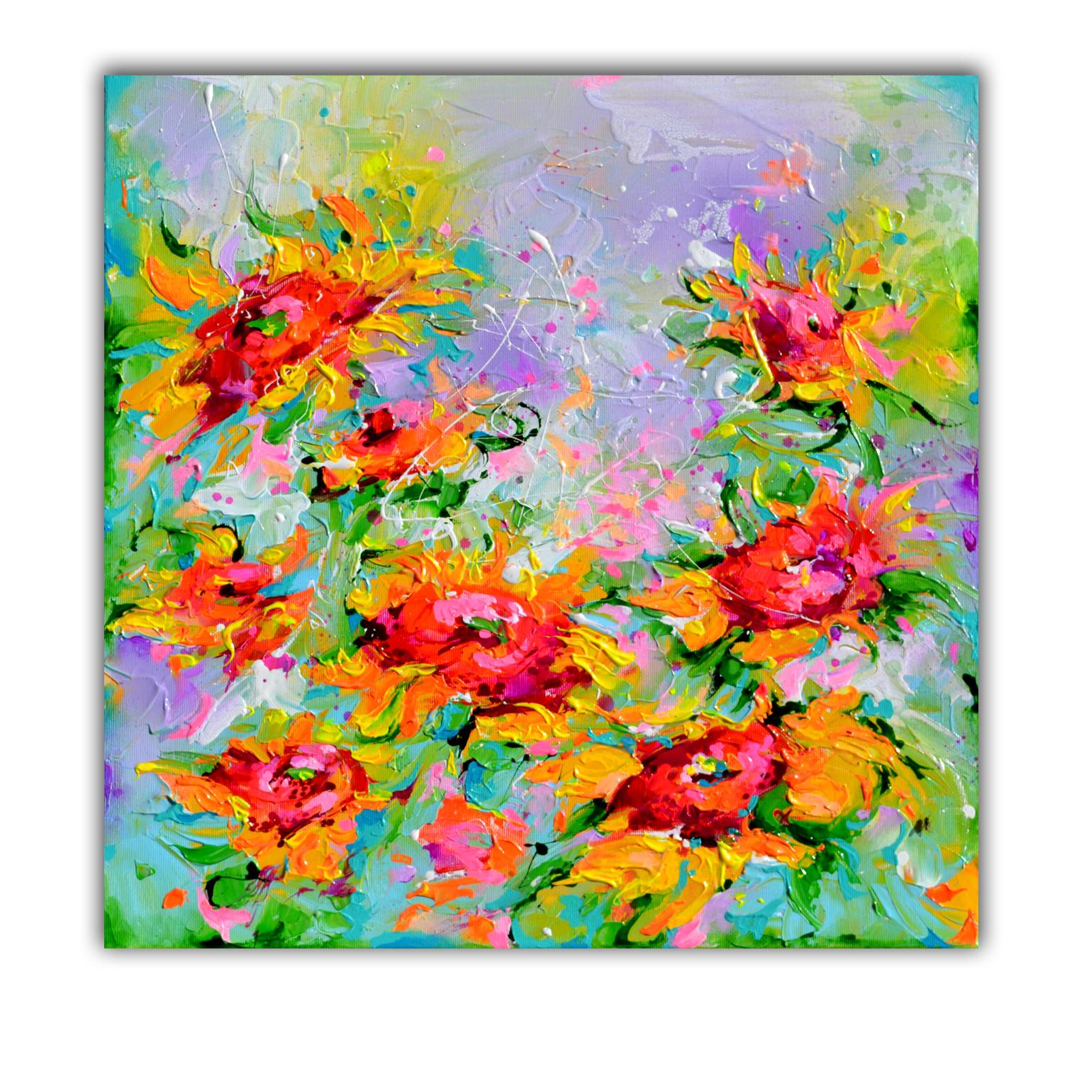 Gelbes Sonnenblumenfeld 6 – Painting von Soos Roxana Gabriela