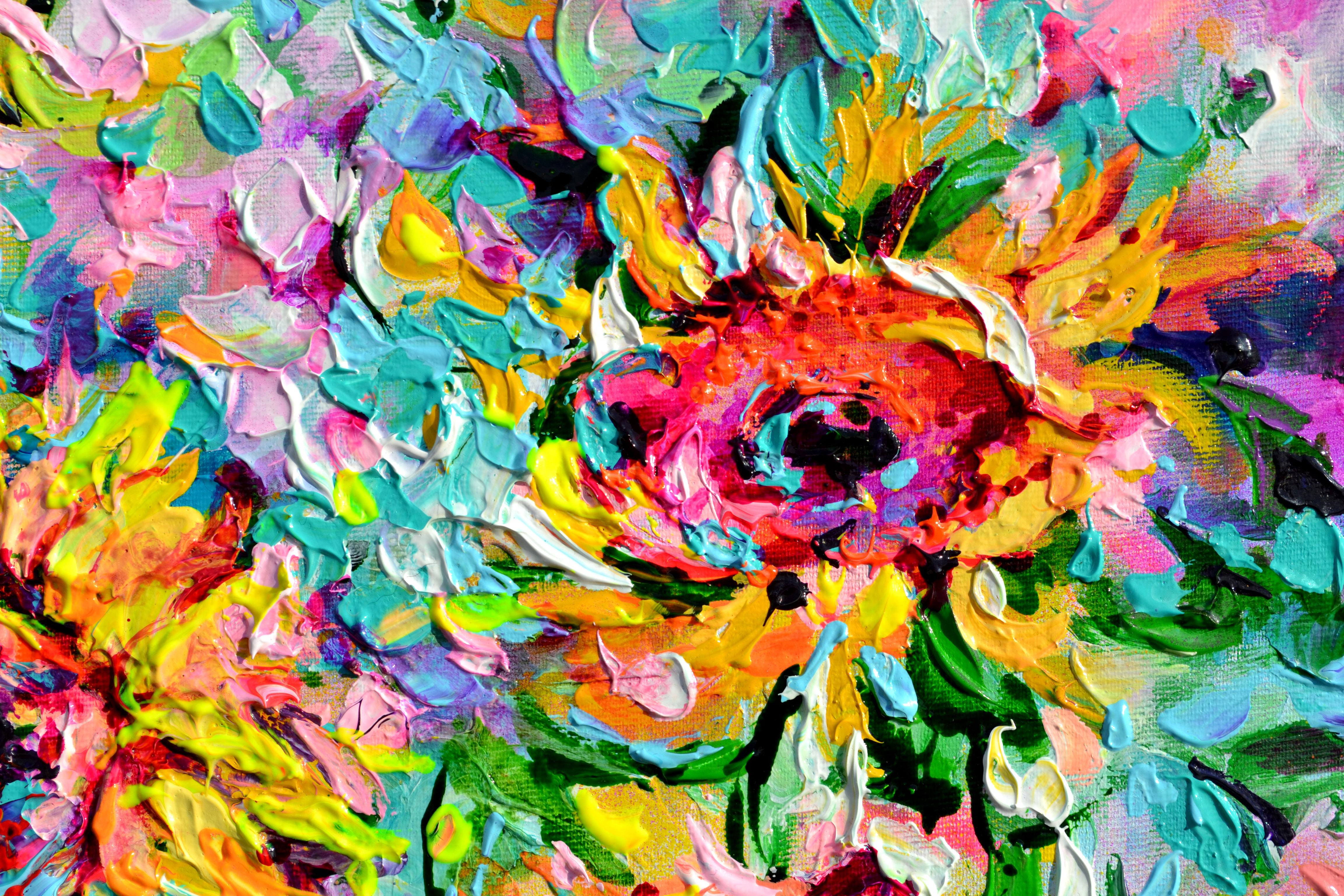 Campo de girasoles amarillos 7 - Interior Painting Beige de Soos Roxana Gabriela