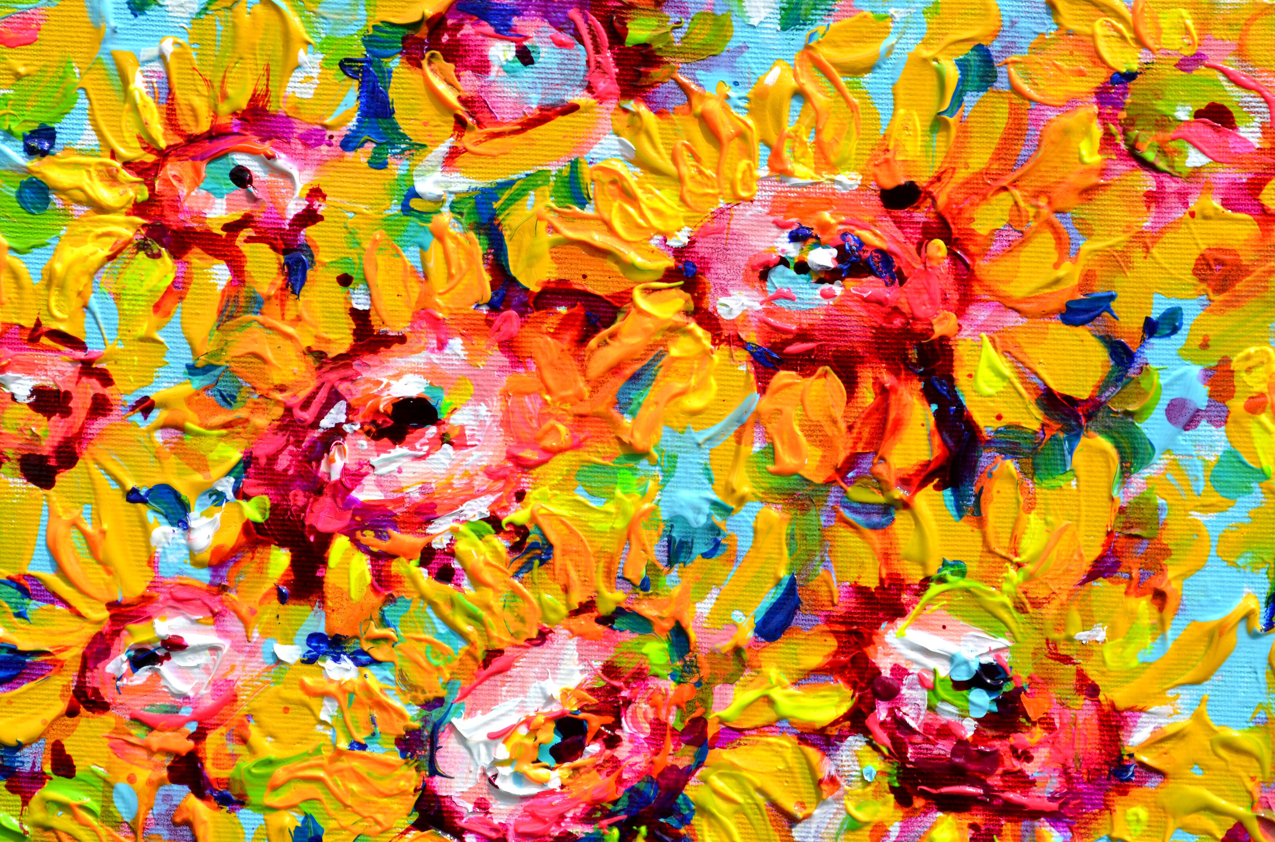 Campo de girasoles amarillos 9 - Painting Impresionista de Soos Roxana Gabriela