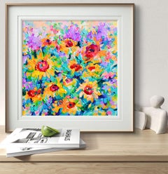 Champ de tournesols jaunes - Champ de fleurs sauvages, peinture impressionniste moderne 2026