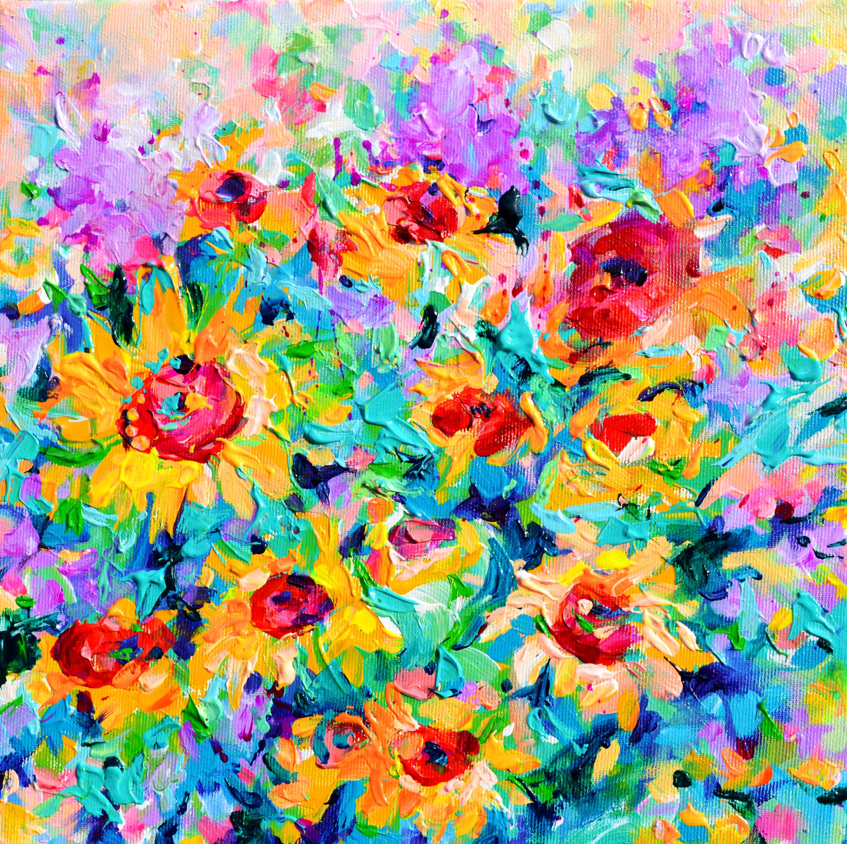 Yellow Sunflower Field - Wild Flower Field, Modern Impressionist Painting 2026