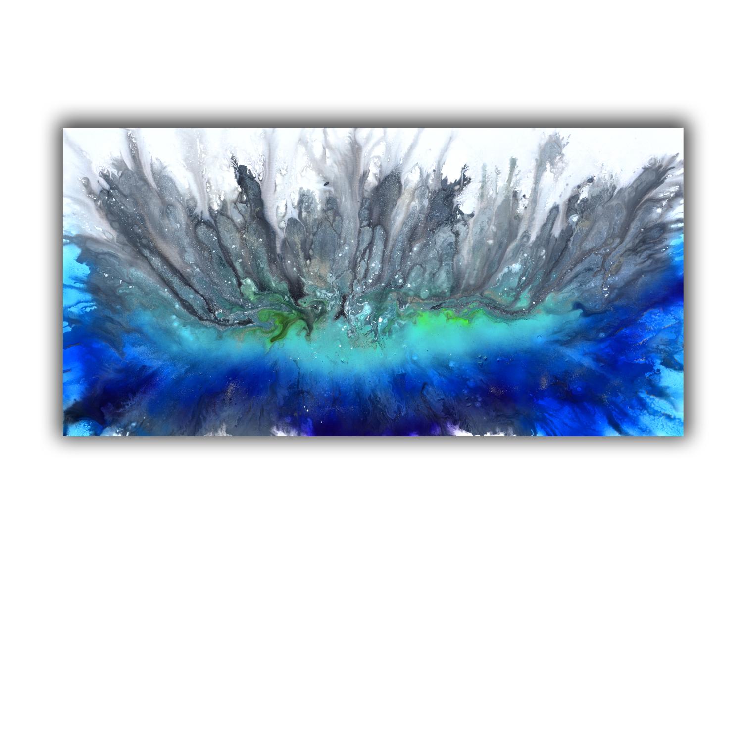 Astral Love XXVII - Large Abstract Gray and Blue Painting is a spectacular huge original abstract artwork from the Astral Love serie.

This artwork is shipping UNMOUNTED and ROLLED UP in a tube. International shipping prices have risen 50%, making