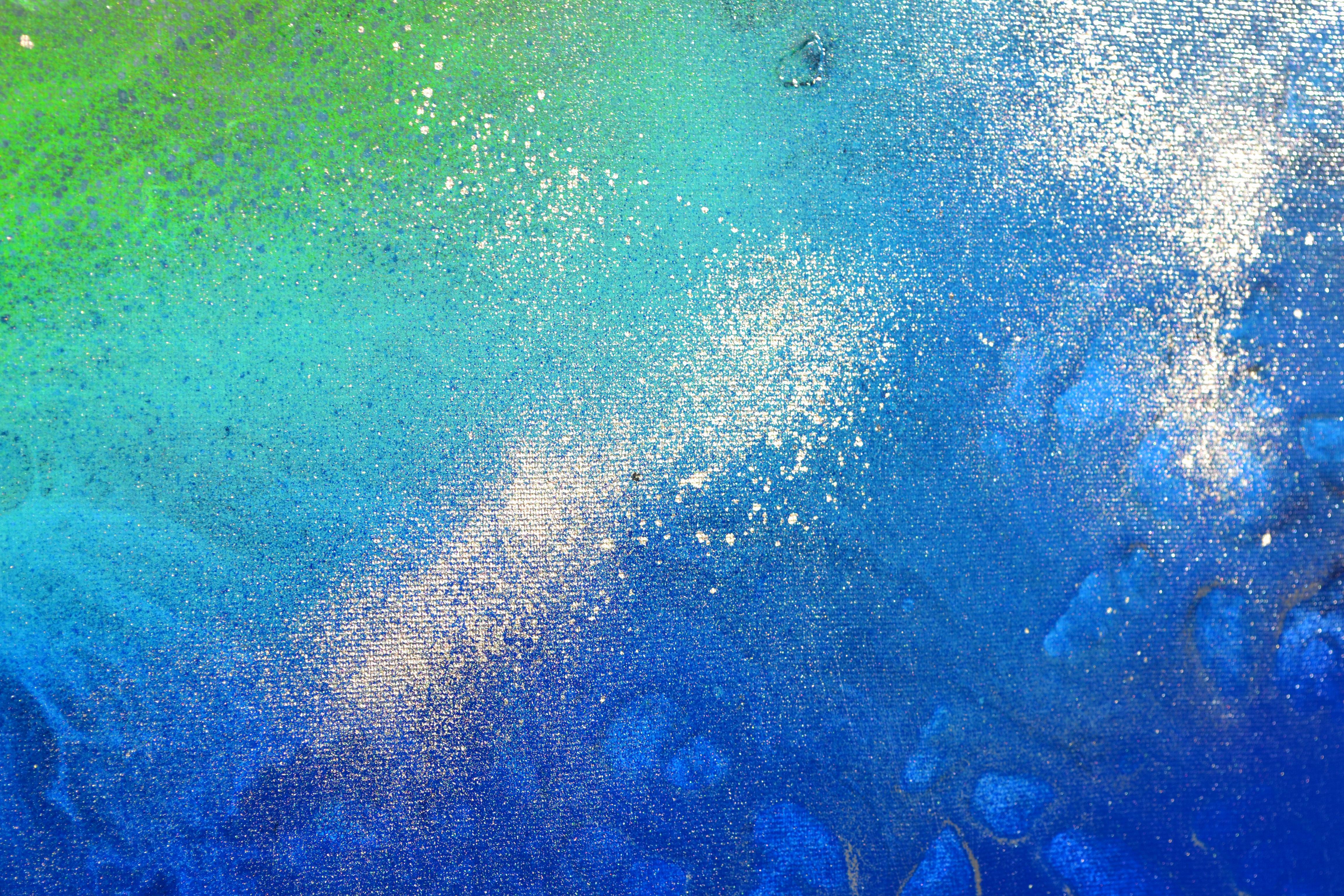 Astral Love XXVIII - Grande peinture abstraite neutre grise et bleue en vente 5