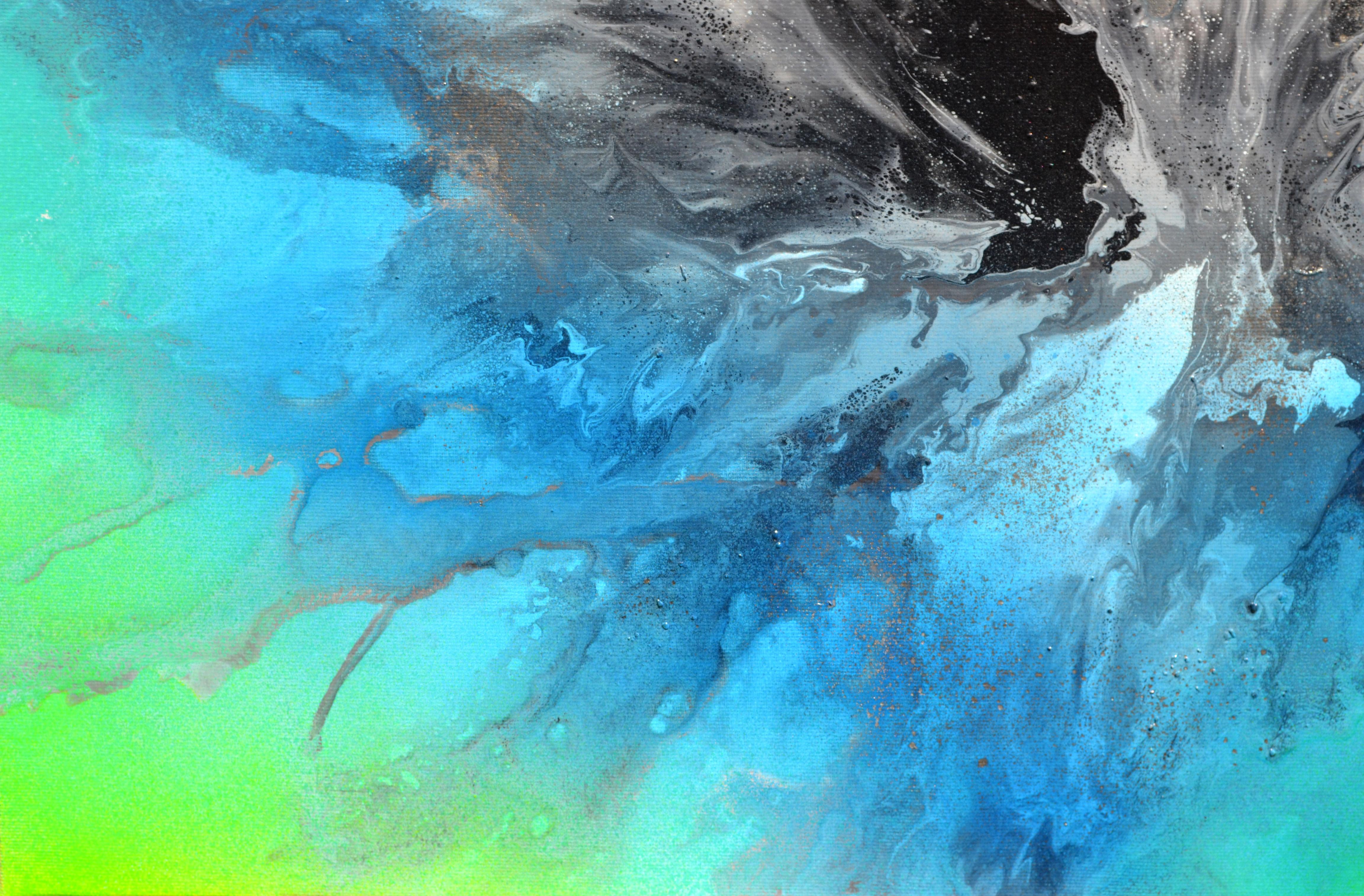 Astral Love XXX - Large Abstract Neutral Gray and Blue Painting For Sale 8