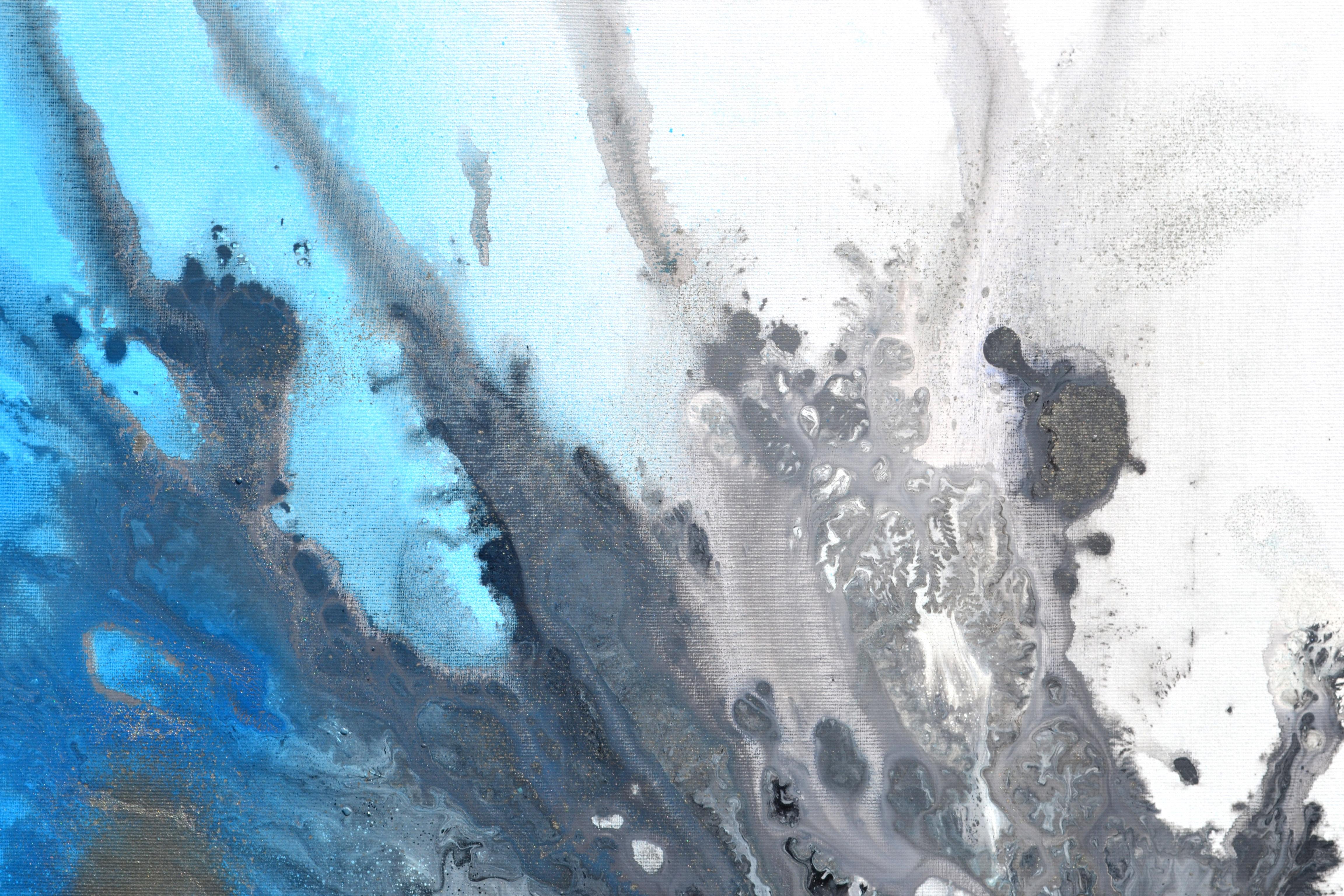 Astral Love XXX - Large Abstract Neutral Gray and Blue Painting For Sale 6