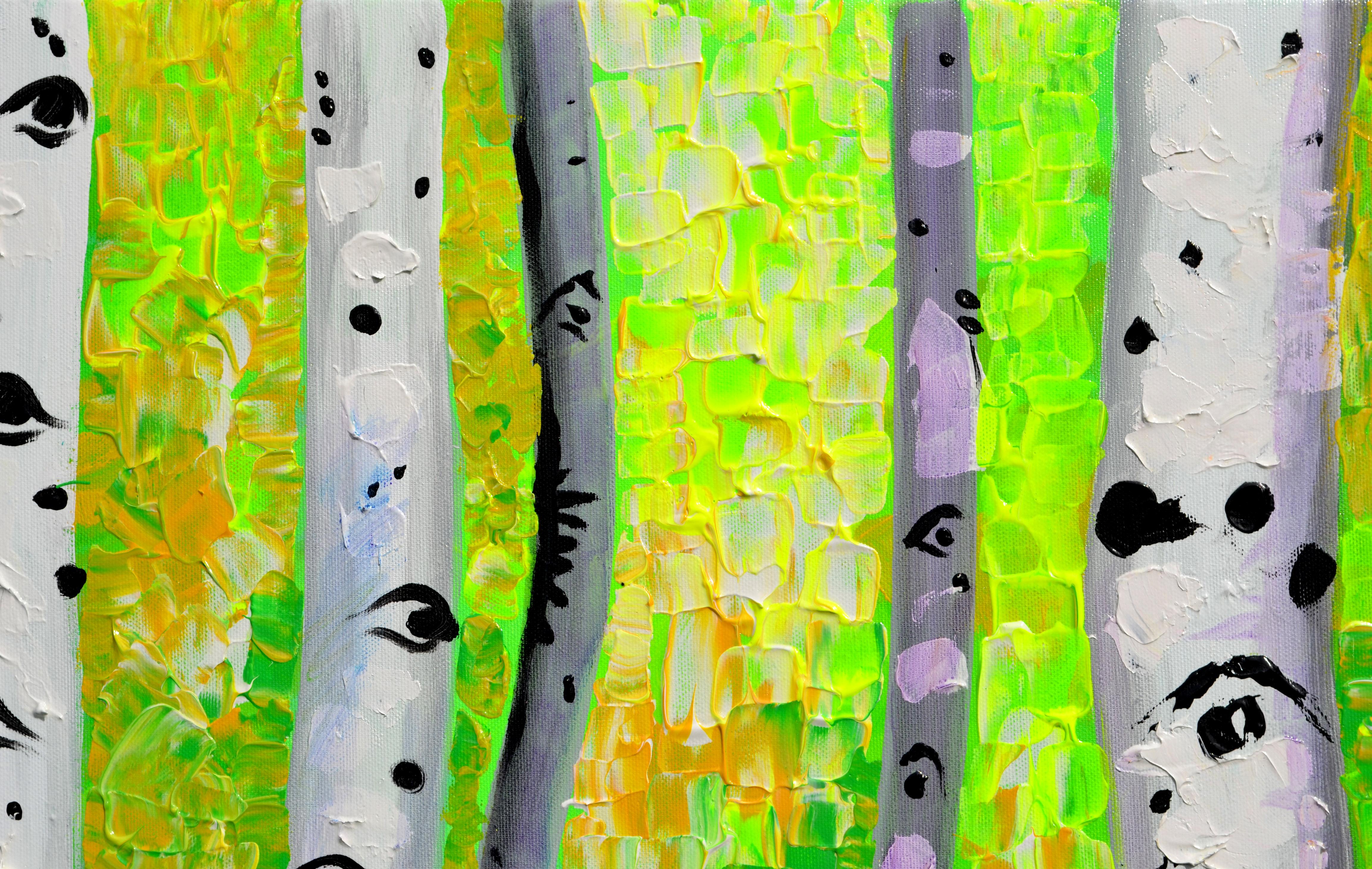 Bosco di betulle - Painting Astratto di SOOS TIBERIU