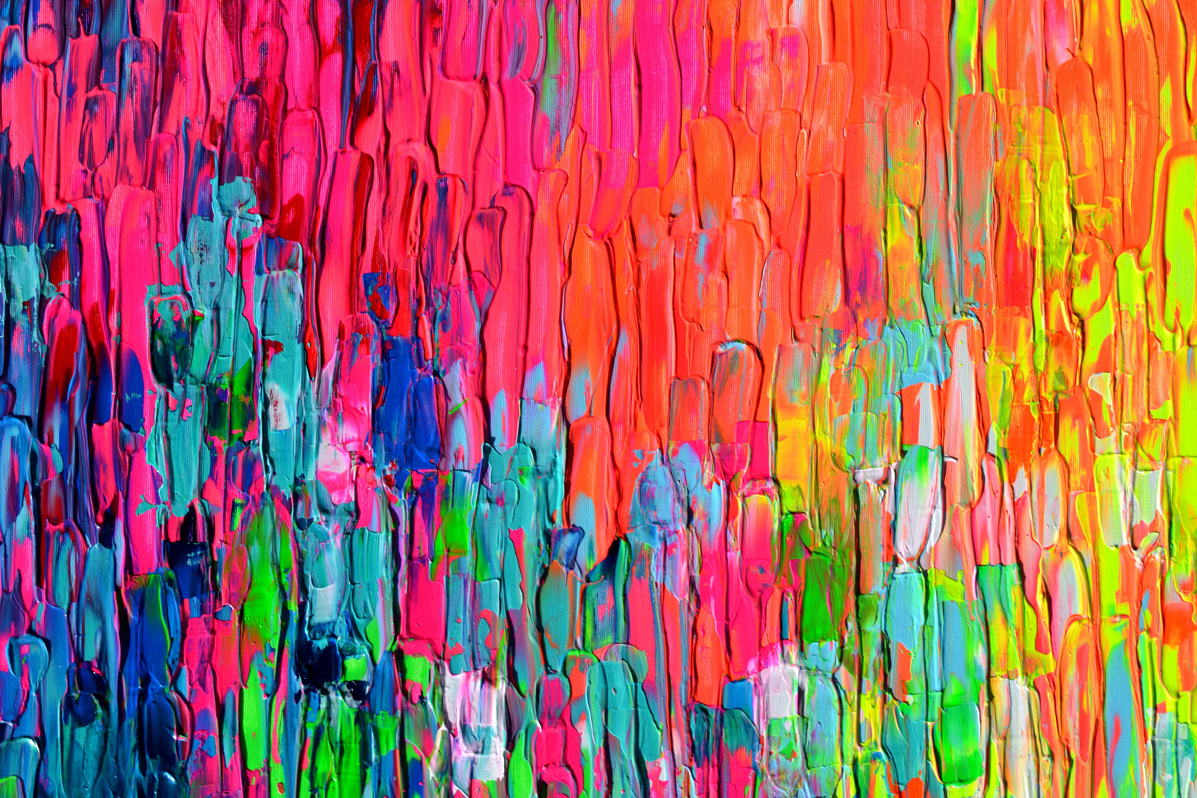 Colorful Gypsy Scarf 4 - Blue Abstract Painting by SOOS TIBERIU