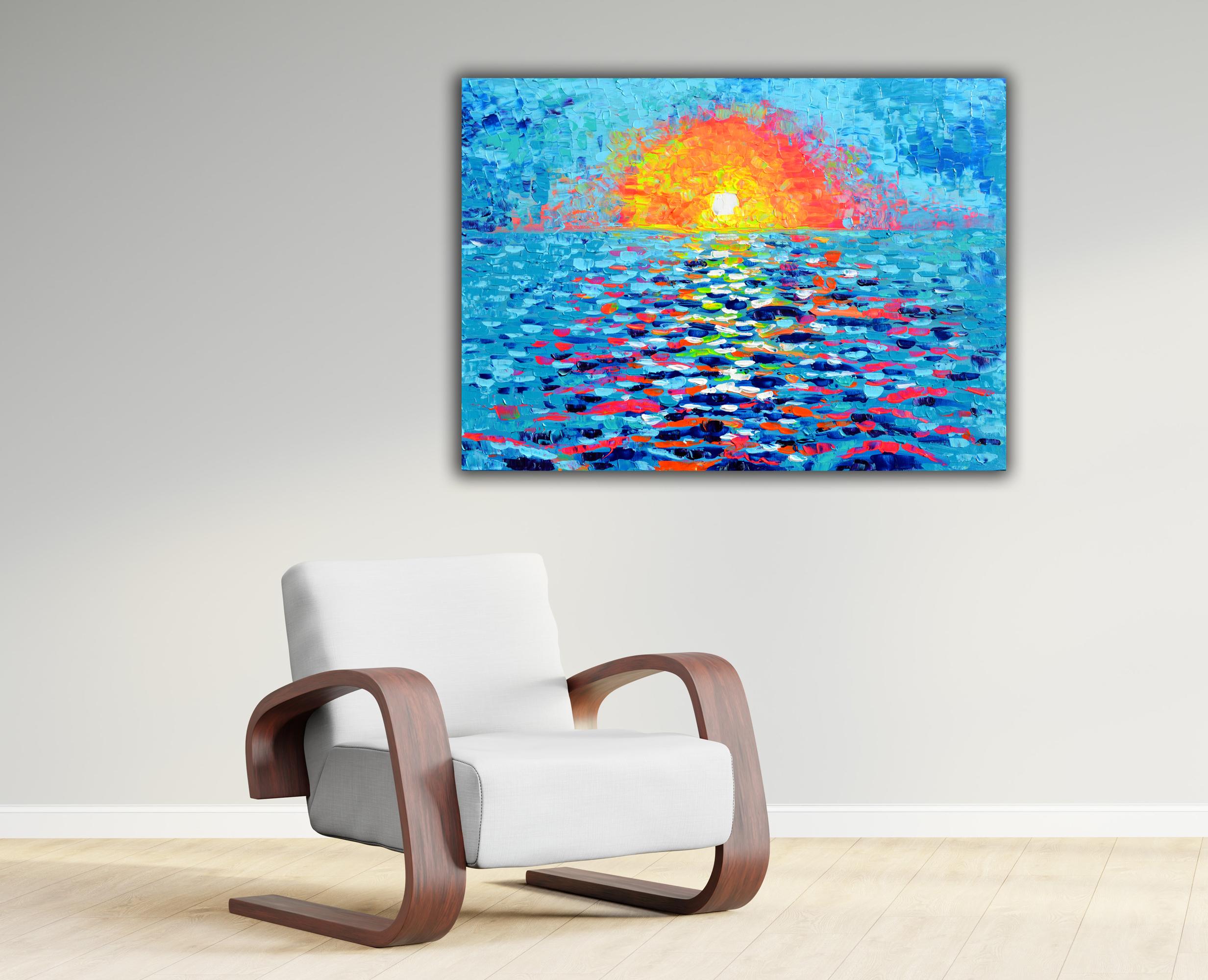 Alba colorata - Paesaggio marino - Painting di SOOS TIBERIU