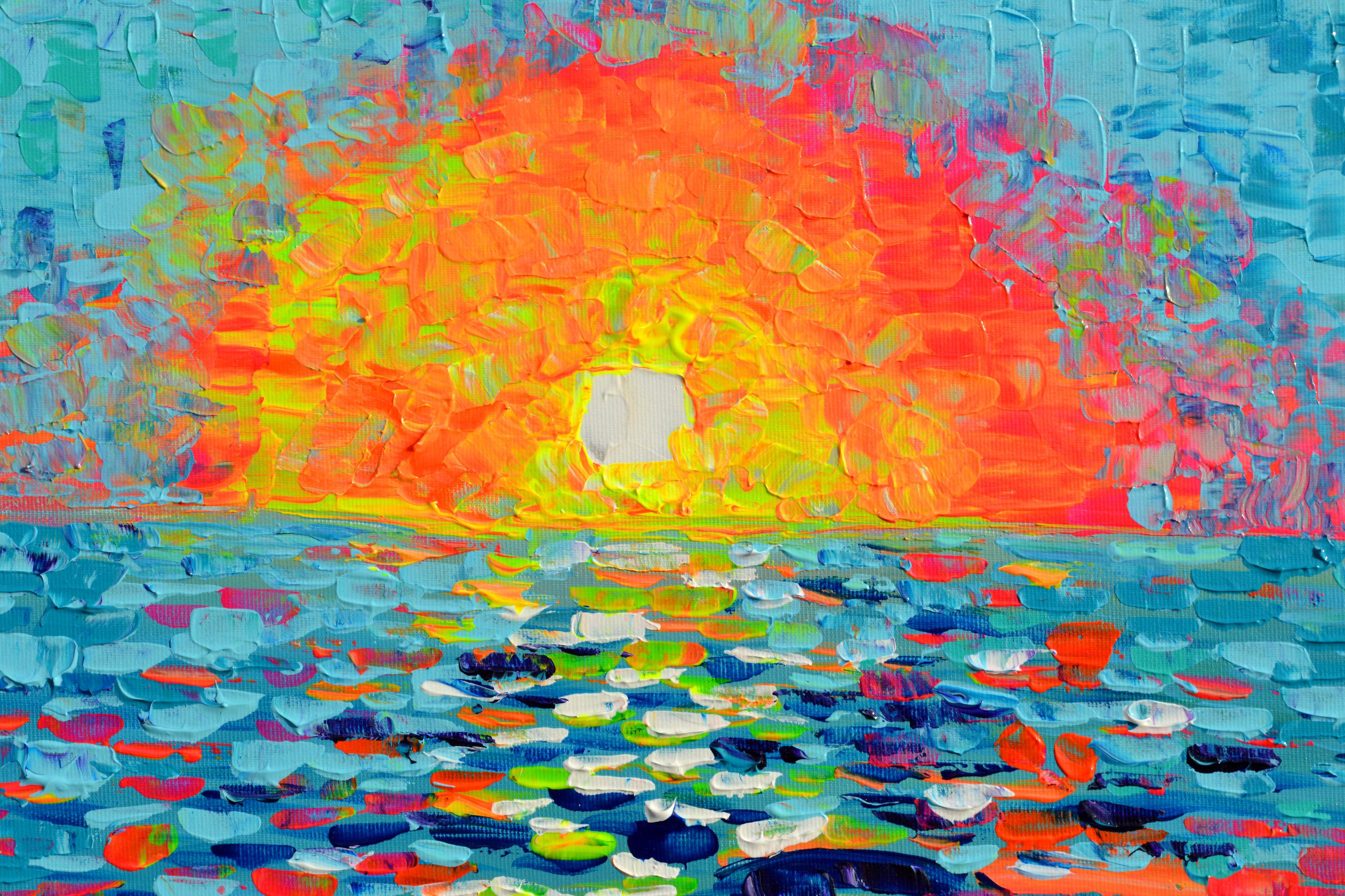 Alba colorata - Paesaggio marino - Painting Impressionismo di SOOS TIBERIU