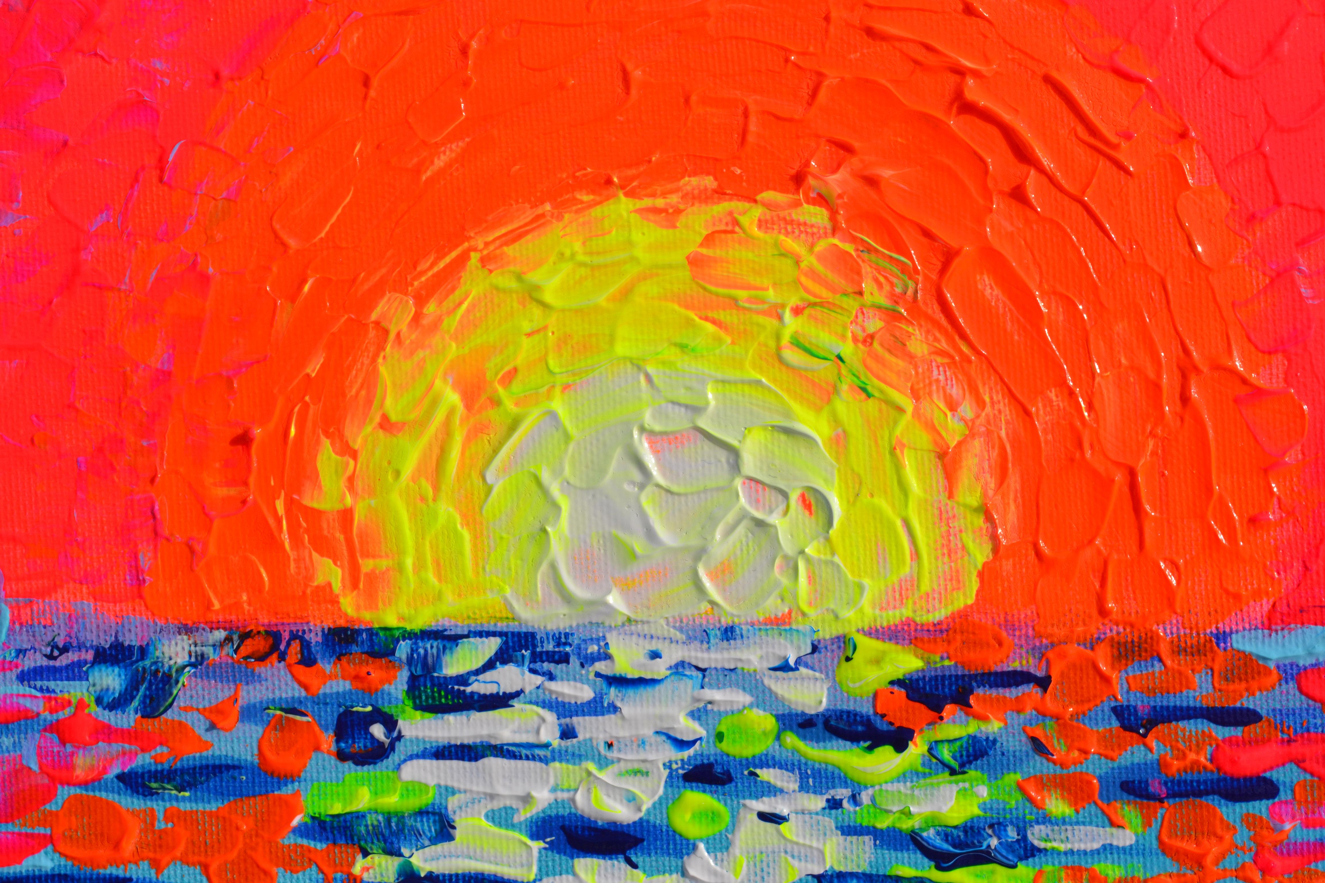Colorful Sunrise - Seascape - Blue Interior Painting by SOOS TIBERIU