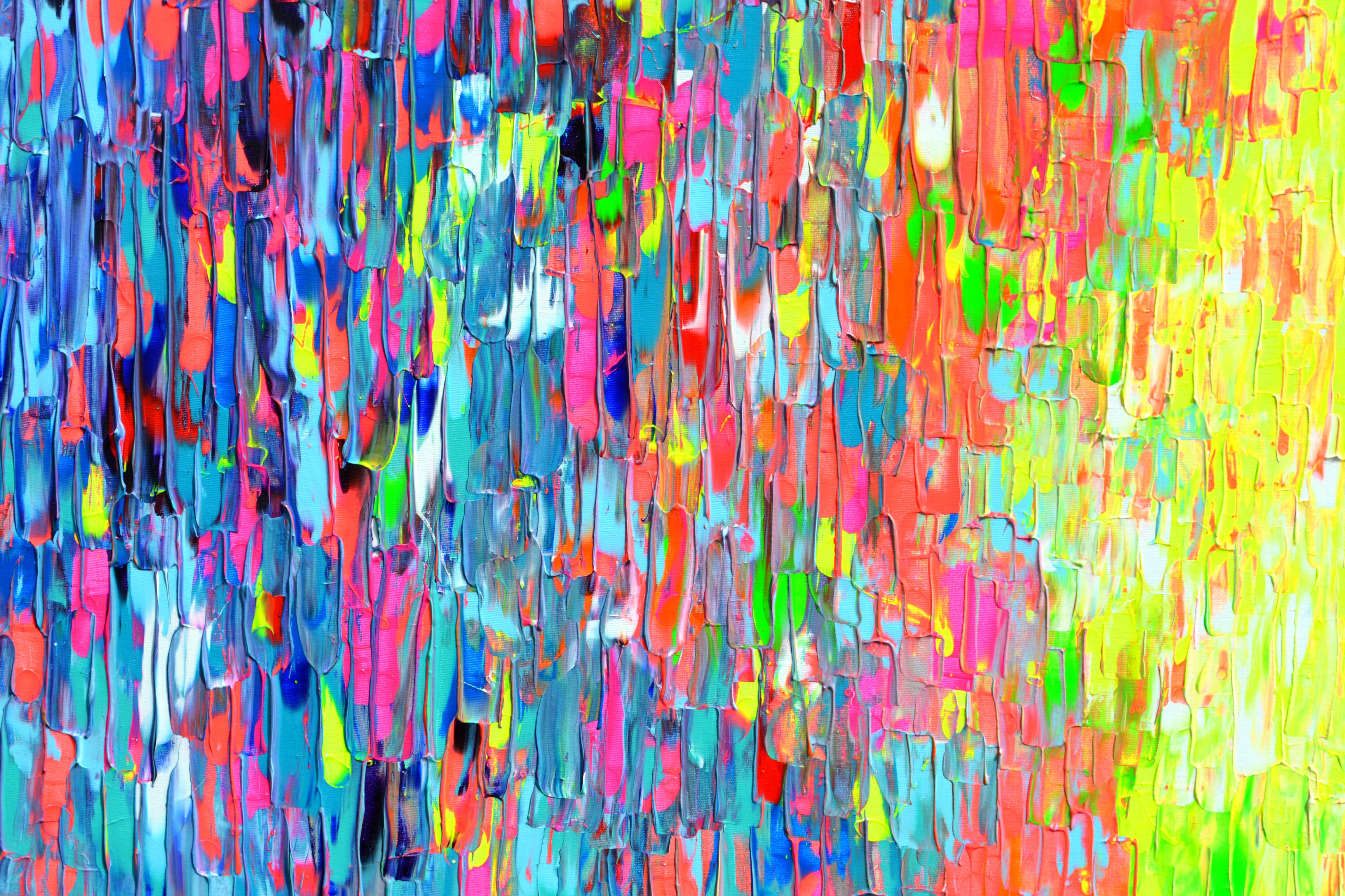 Colourful Gypsy Scarf - Brown Abstract Painting by SOOS TIBERIU