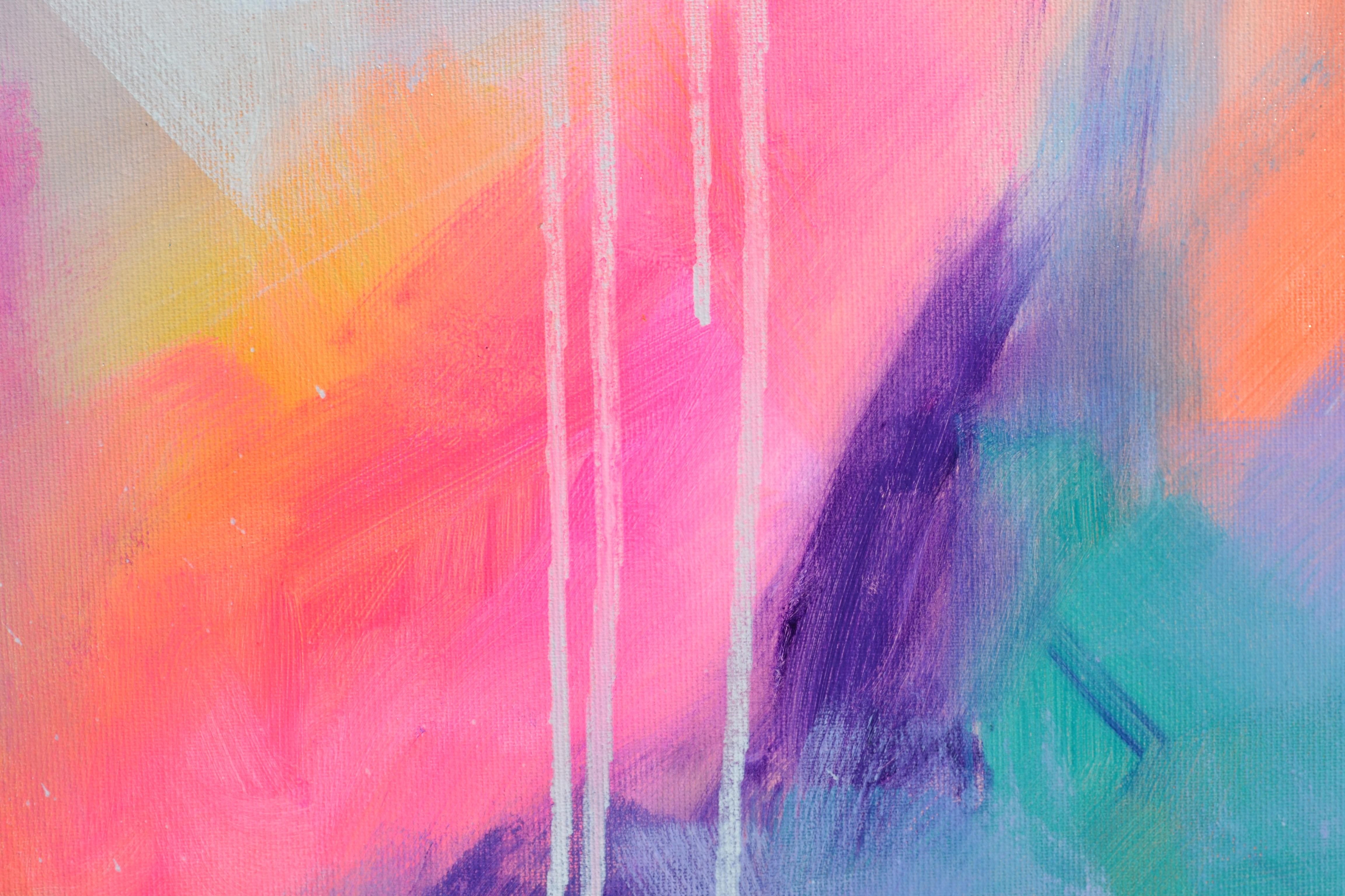 Patrones complementarios 17 - Pintura al pastel abstracta grande en venta 5