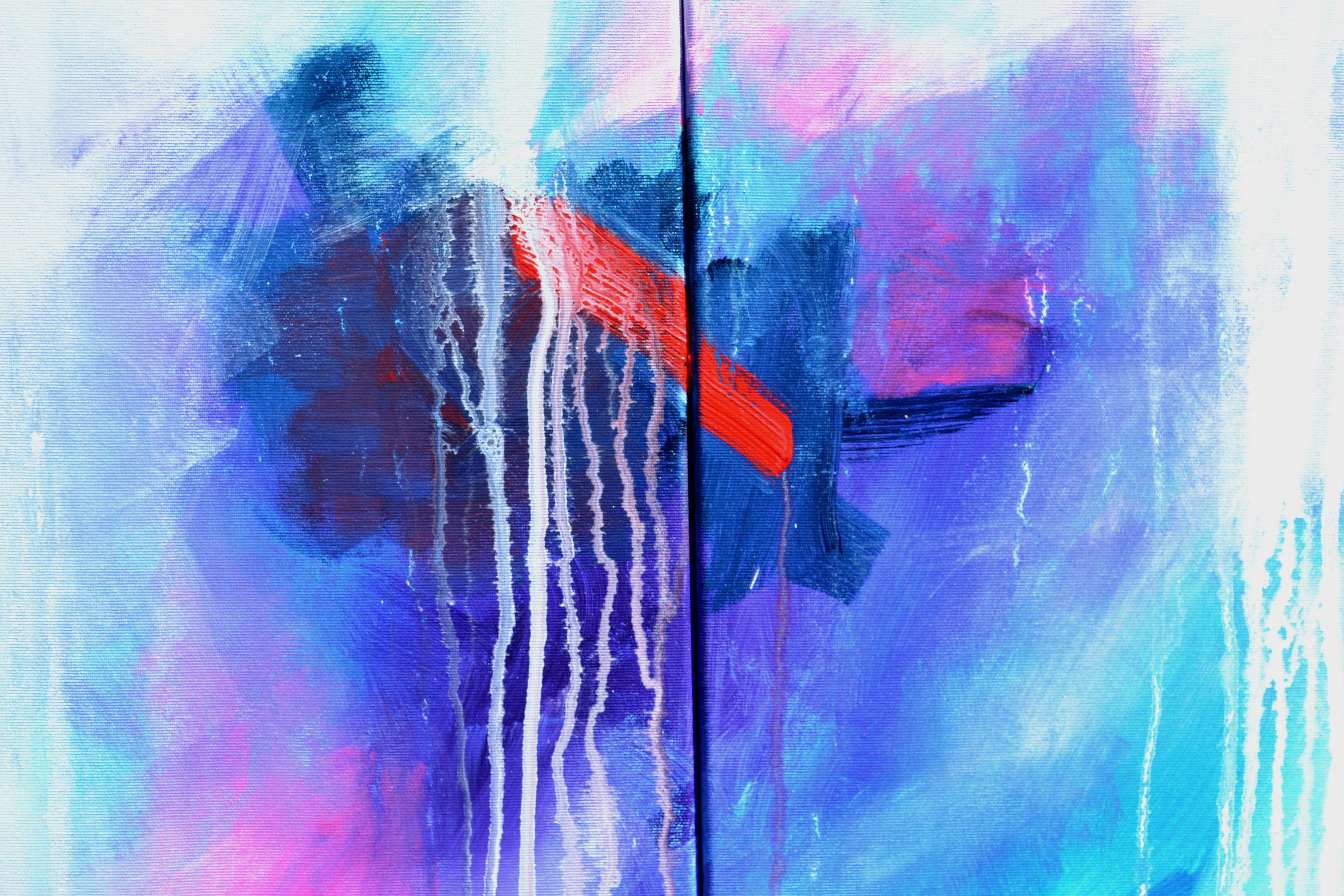 Schemi complementari 18 - Pittura astratta a pastello di grandi dimensioni - Painting Astratto di SOOS TIBERIU