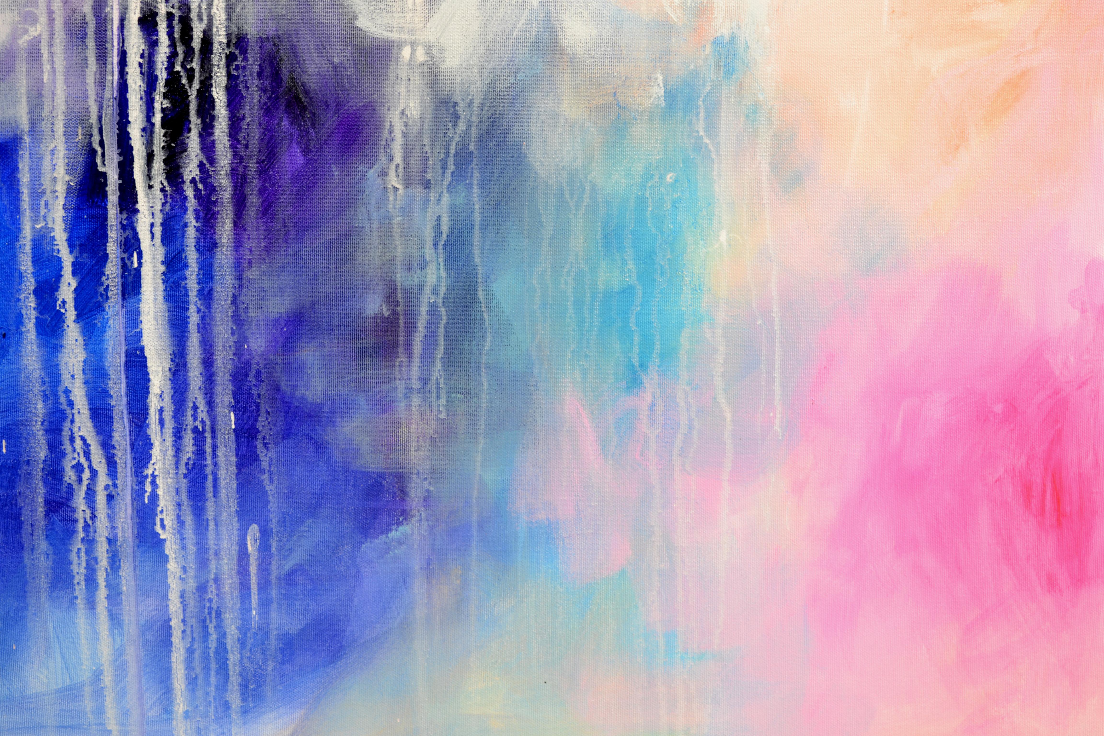 Al elaborar esta obra, volqué mi alma en una exuberante celebración del color y la monocromía, utilizando los pinceles y los trazos audaces de la espátula para invitar a una danza de alegría y libertad. Es una sinfonía abstracta de tonos vibrantes,
