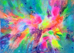Schwebende Energie 28 – kleines, farbenfrohes, modernes Gemälde