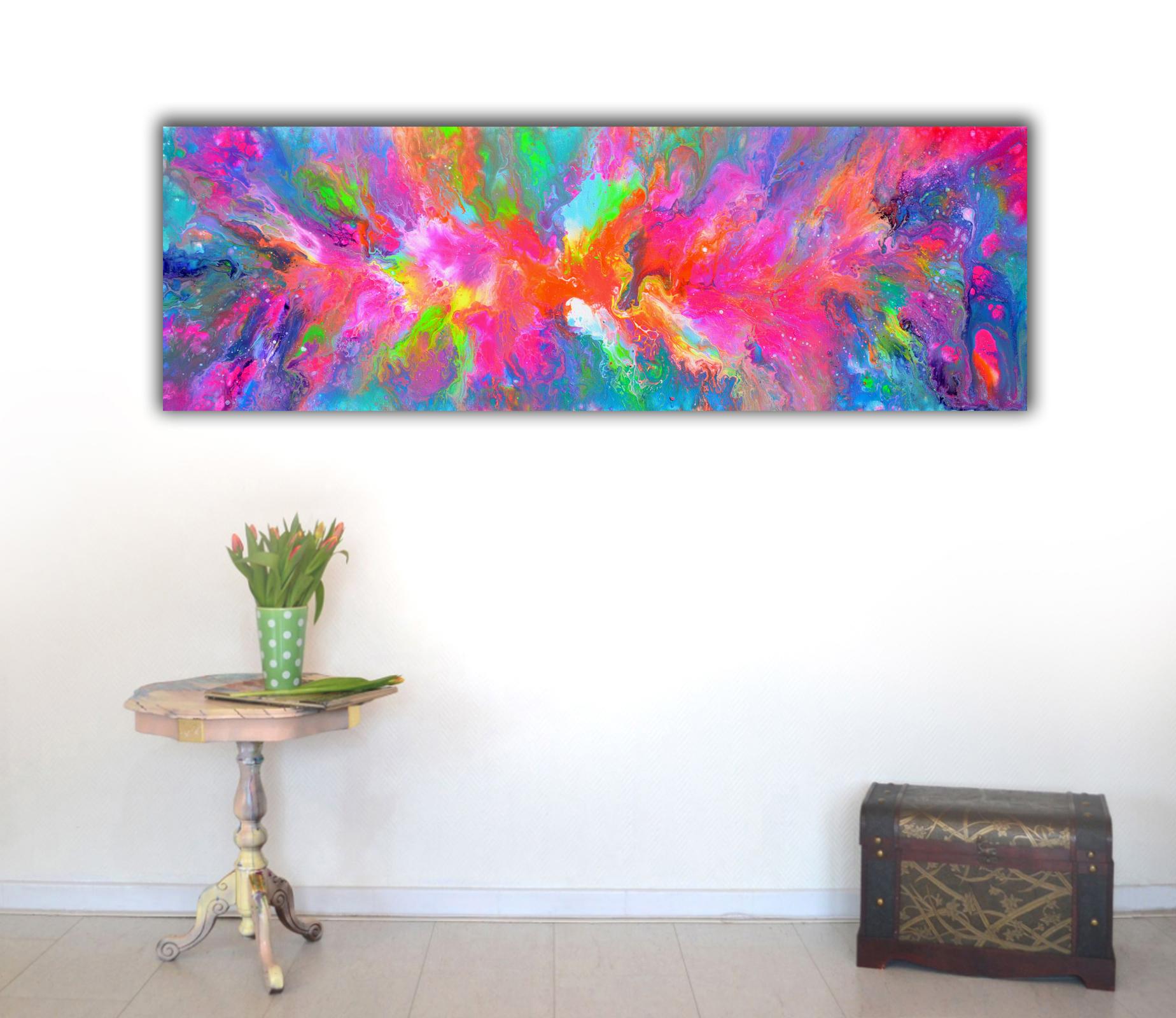 Flowing Energy 32 - Large Colorful Vivid Abstract Painting - Purple Interior Painting by SOOS TIBERIU