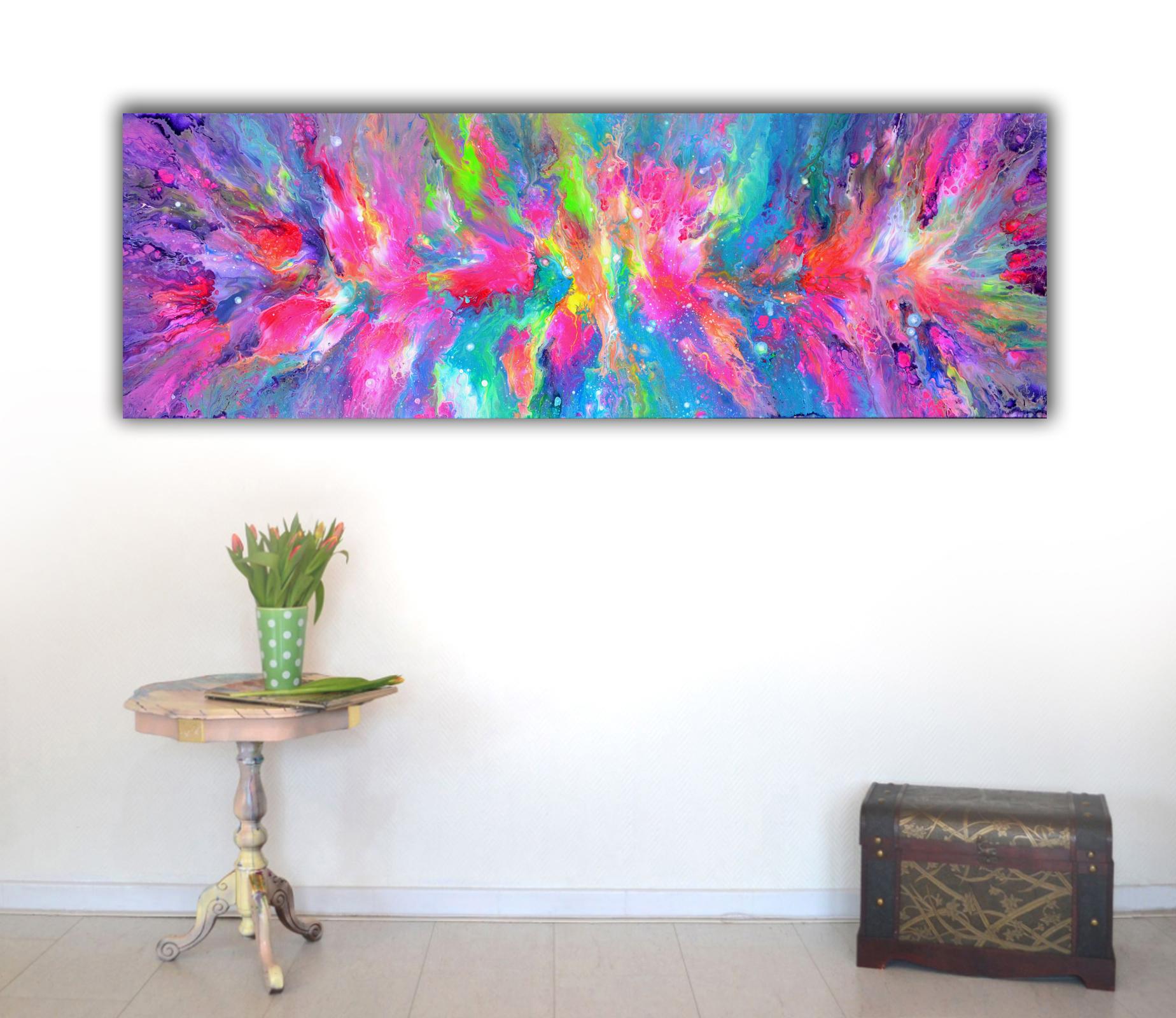 Flowing Energy 33 - Große bunte Vivid abstrakte Malerei – Painting von SOOS TIBERIU