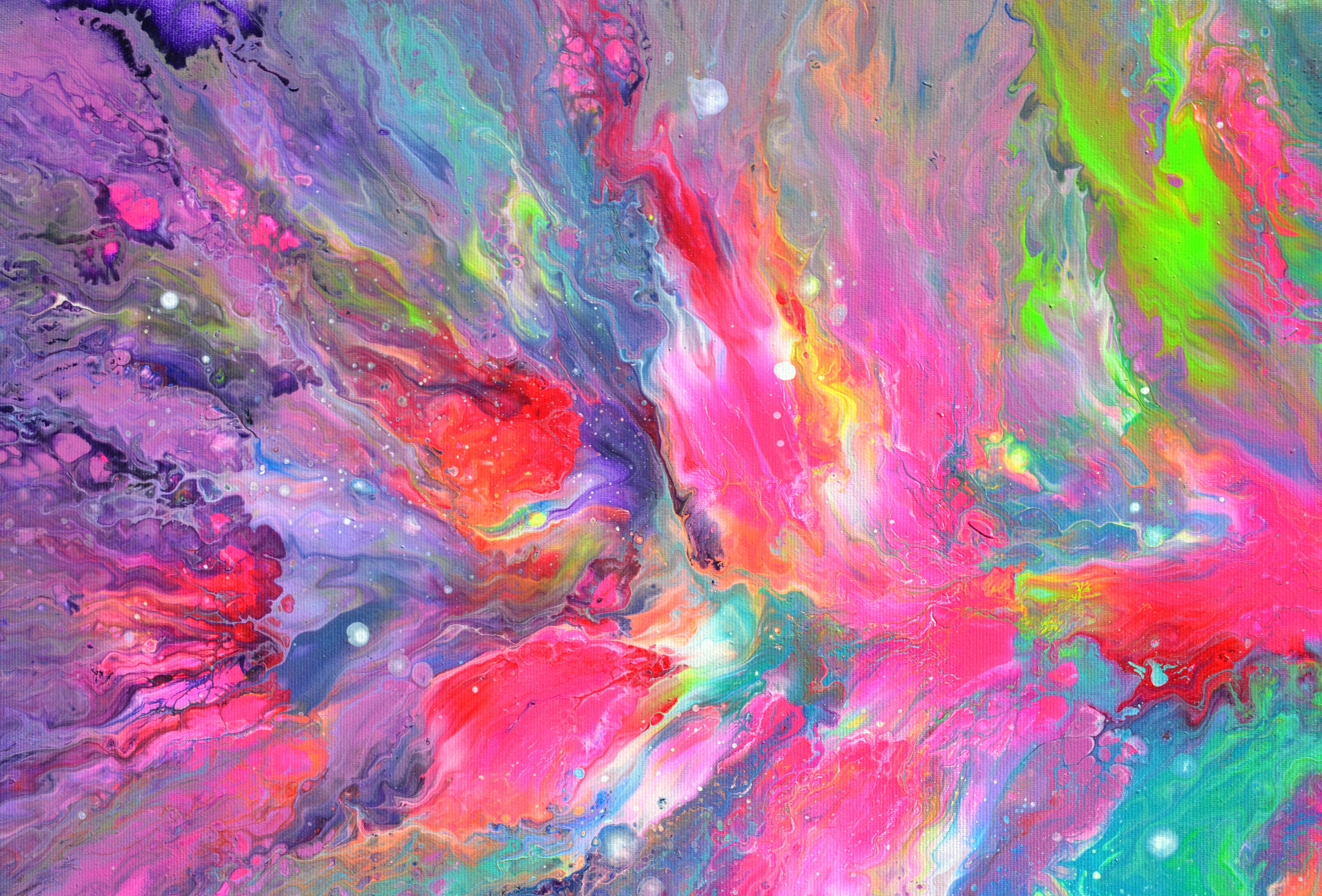 Flowing Energy 33 - Große bunte Vivid abstrakte Malerei (Violett), Interior Painting, von SOOS TIBERIU