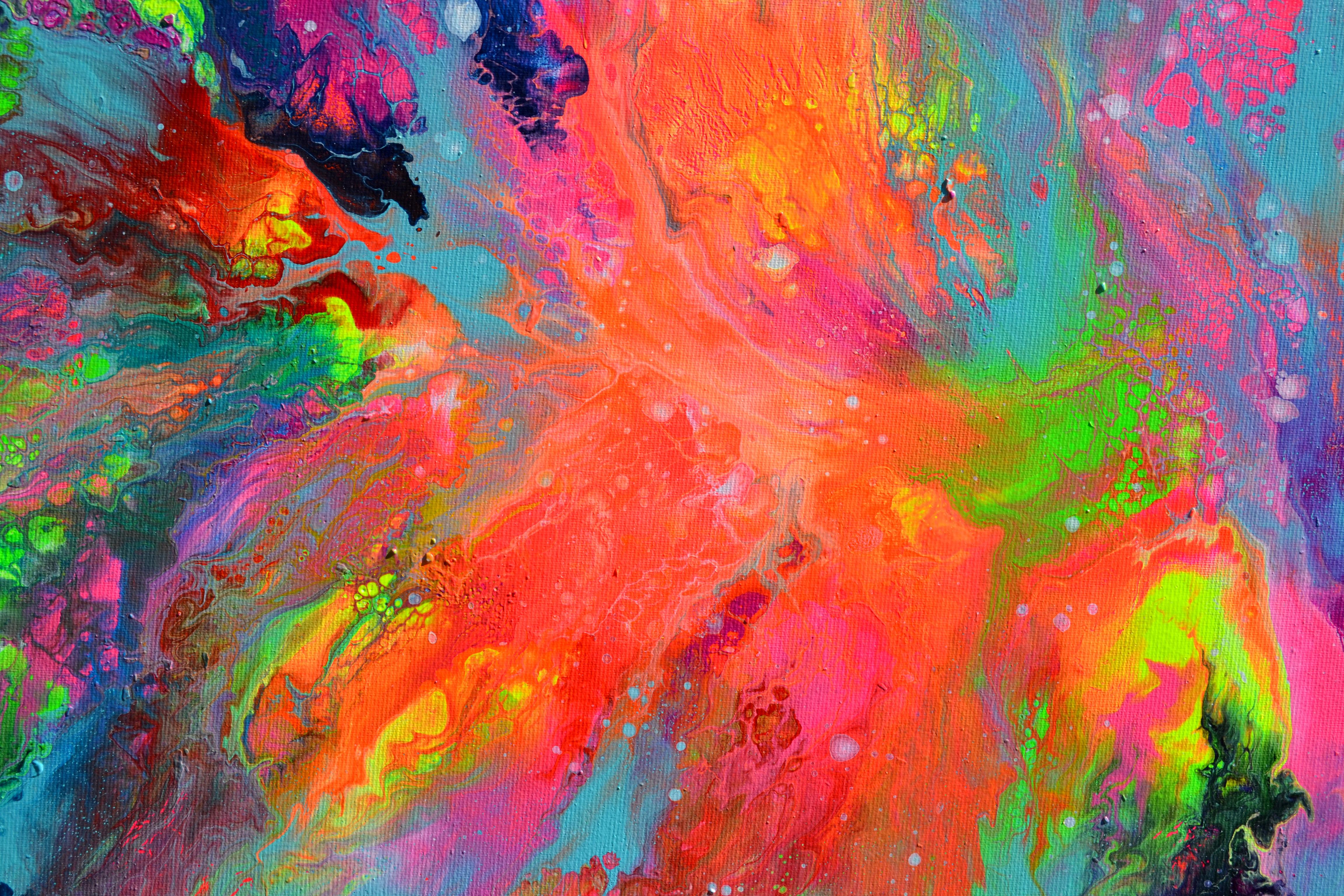 Energía Fluyente 34 - Pintura Abstracta Vívida de Gran Colorido - Interior Painting Azul de SOOS TIBERIU
