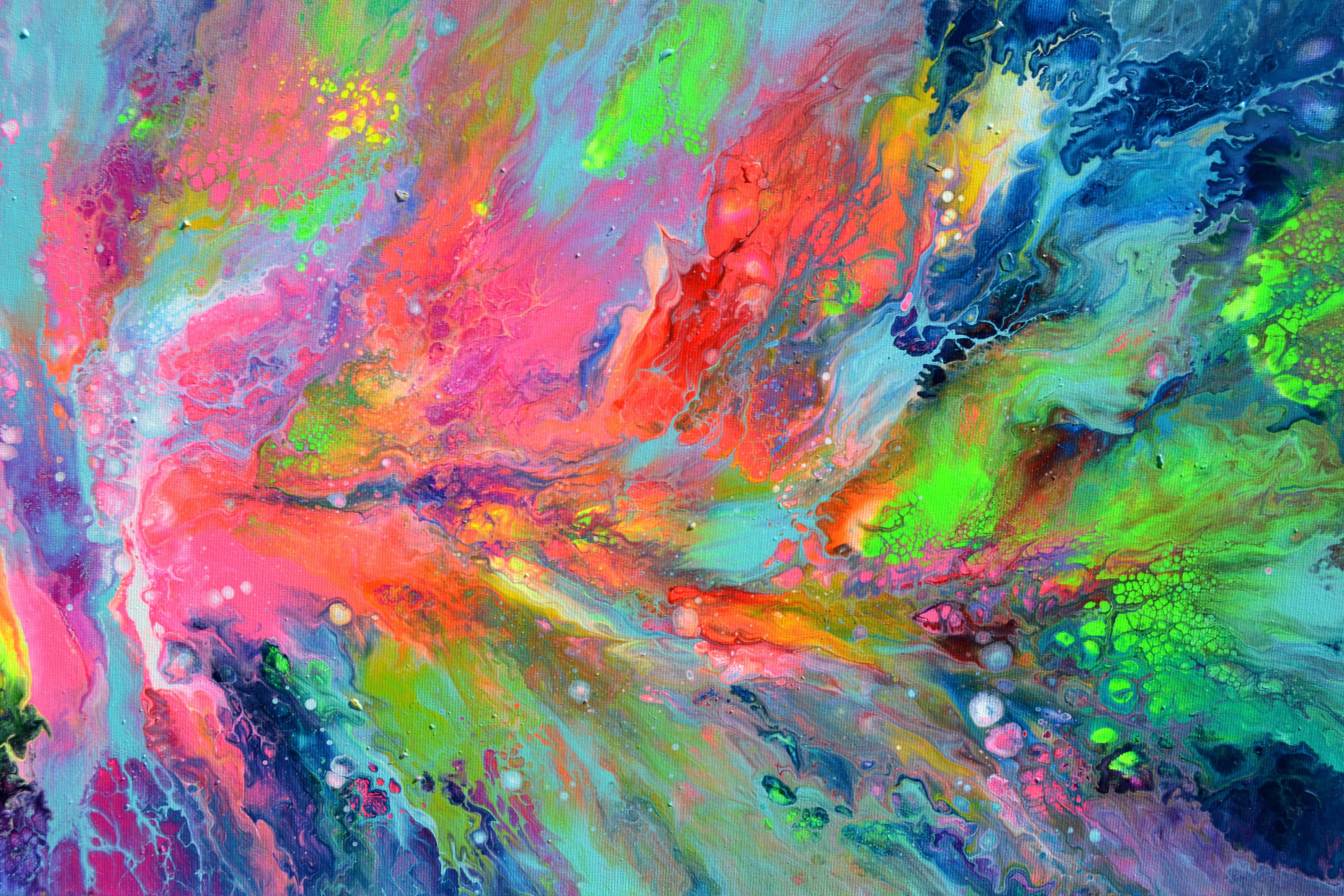 Energía Fluyente 34 - Pintura Abstracta Vívida de Gran Colorido en venta 1