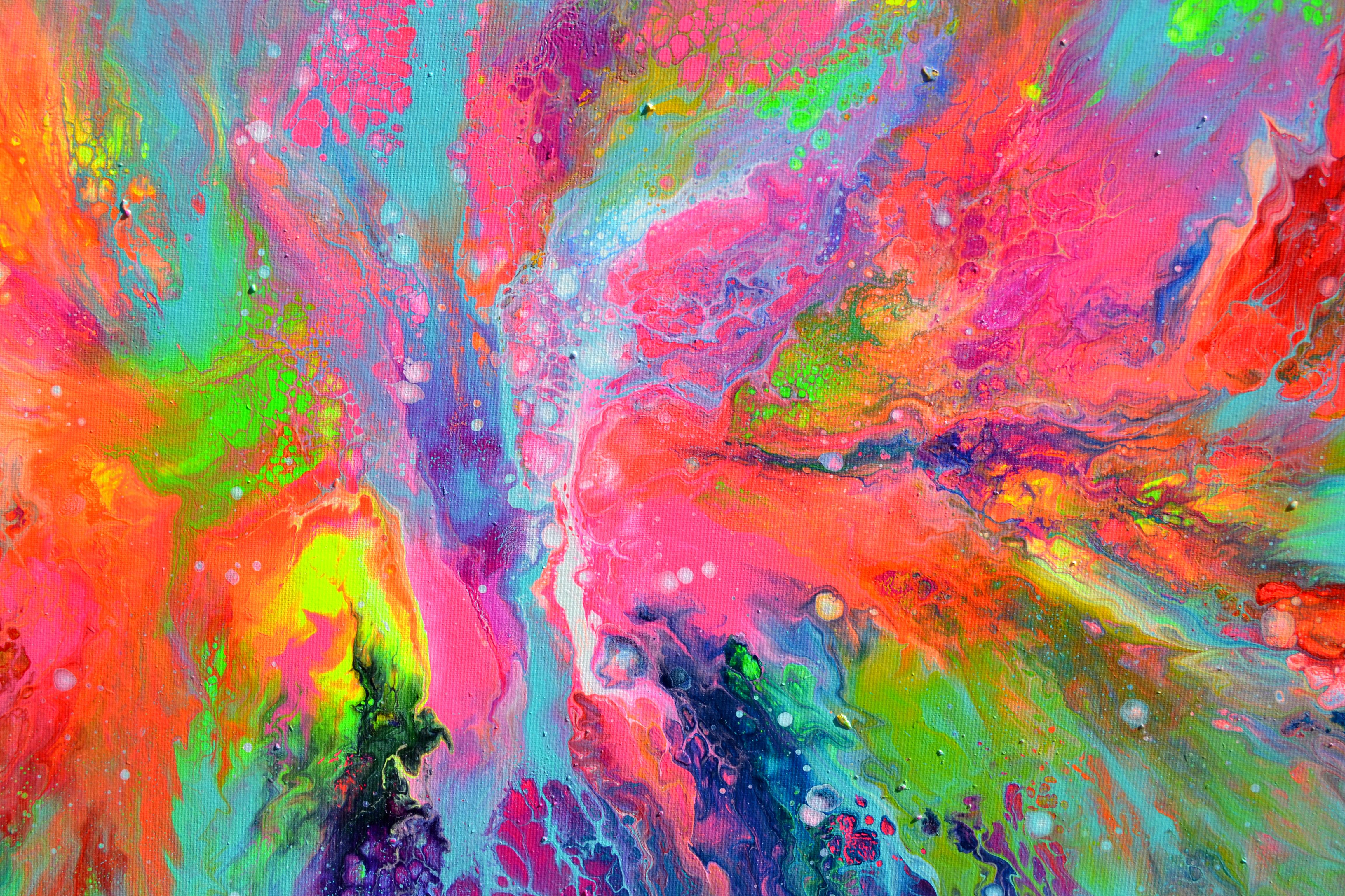 Energía Fluyente 34 - Pintura Abstracta Vívida de Gran Colorido en venta 2
