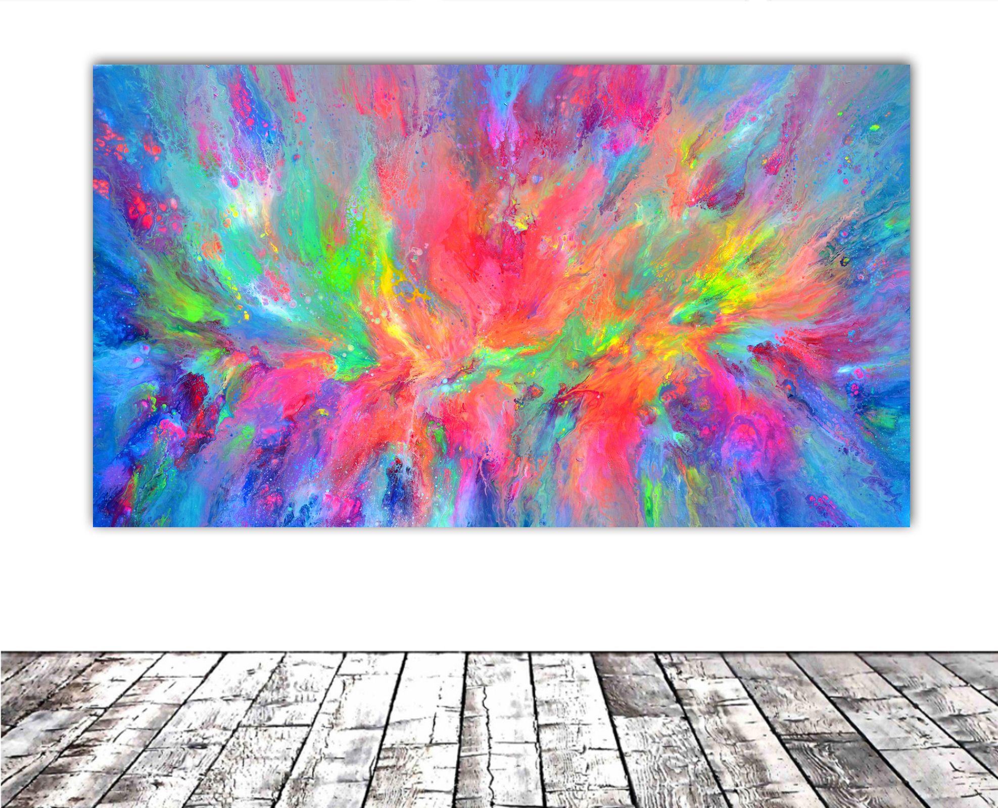 READY TO HANG - GALLERY QUALITY  Dimensions: 140x80X4 cm - 55.12x31.5x1.6 inches.  Some neon nuances could not be caught by the camera.  I sign and date on the front and I also will put my relief signet on the back. I also attache an certificate of