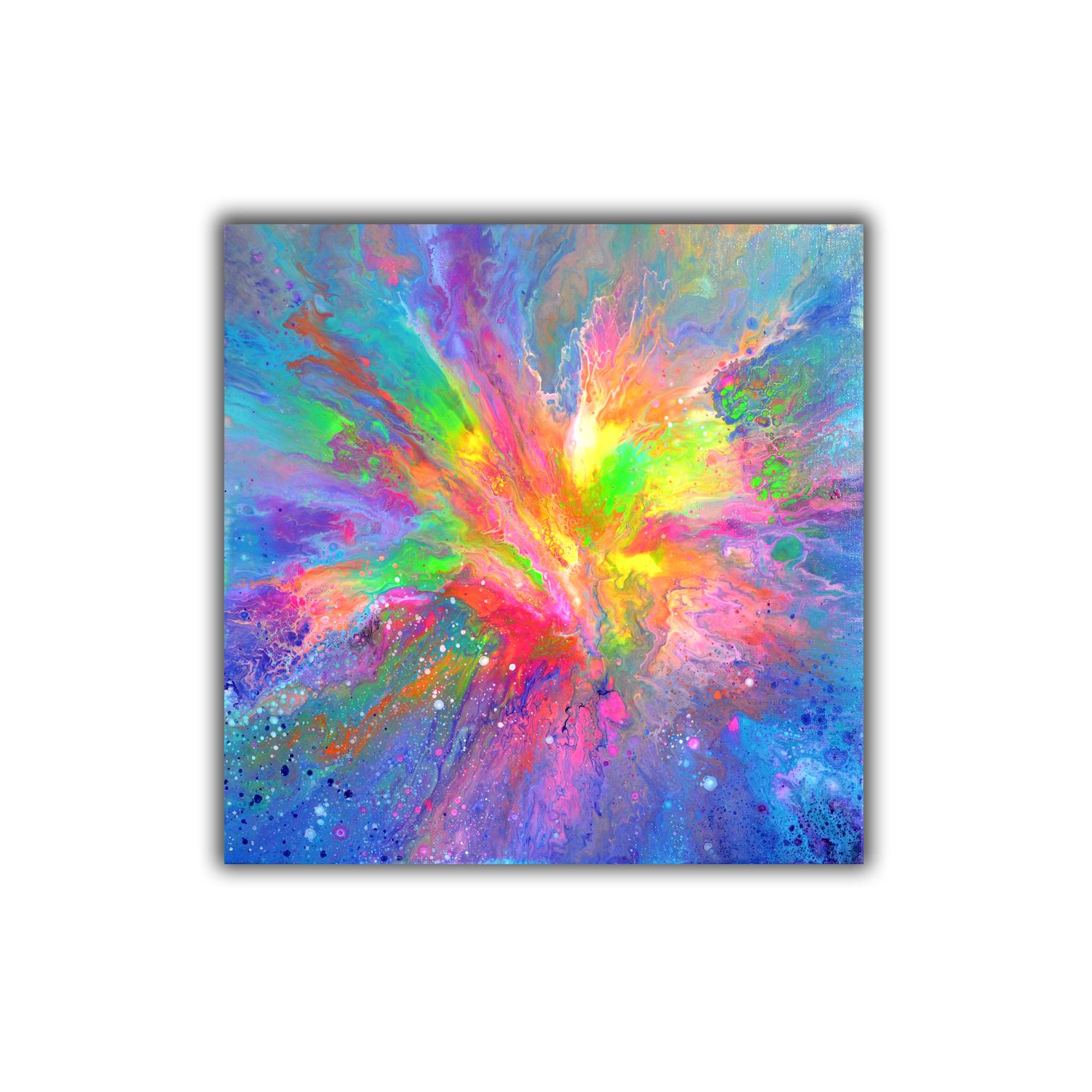 Flowing Energy 40 - Colorful Pouring Fluid Vivid Abstract Painting For Sale 1
